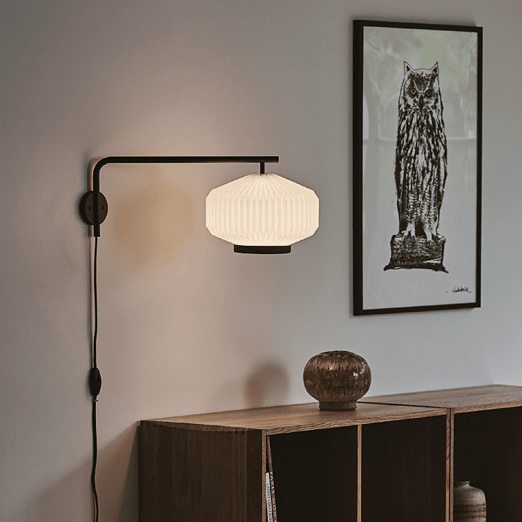 Lampa ścienna MODEL 286 SHIBUI biały z czarną podstawą