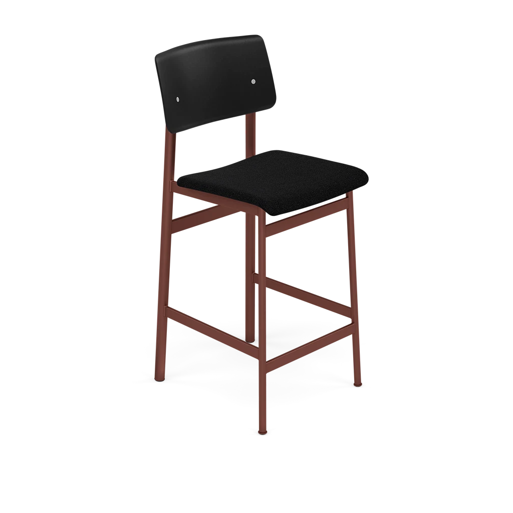 Krzesło barowe LOFT personalizowane z bordową podstawą