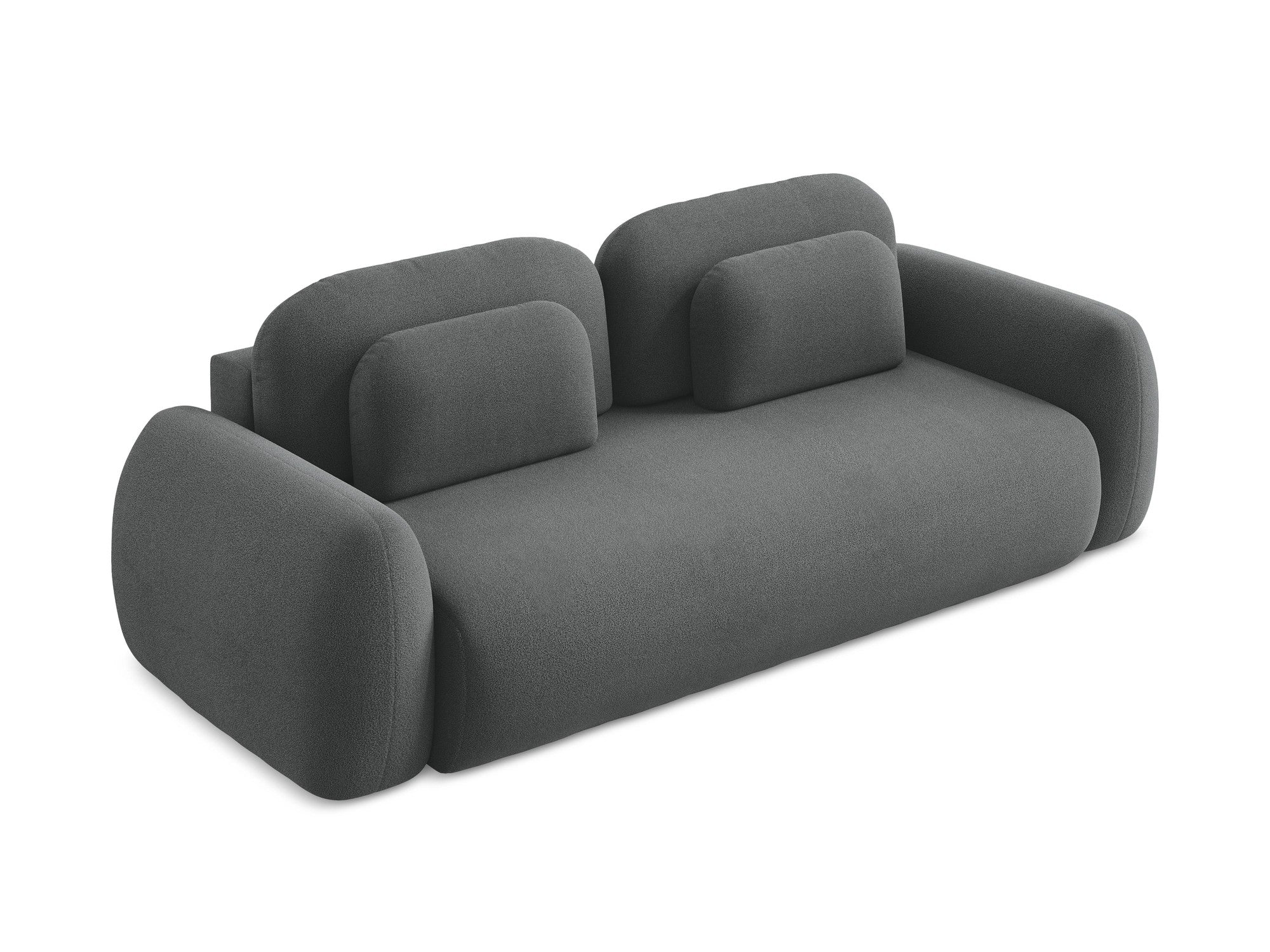 Sofa 3-osobowa z funkcją spania LOHI ciemnoszary boucle