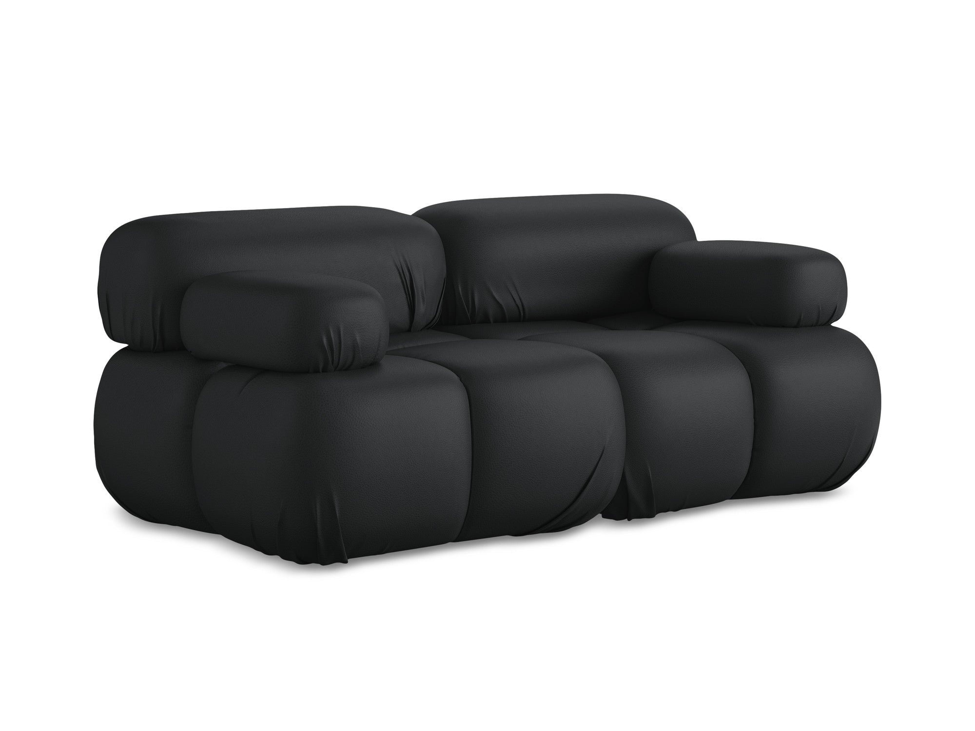 Sofa modułowa 2-osobowa LOKUA czarna skóra ekologiczna