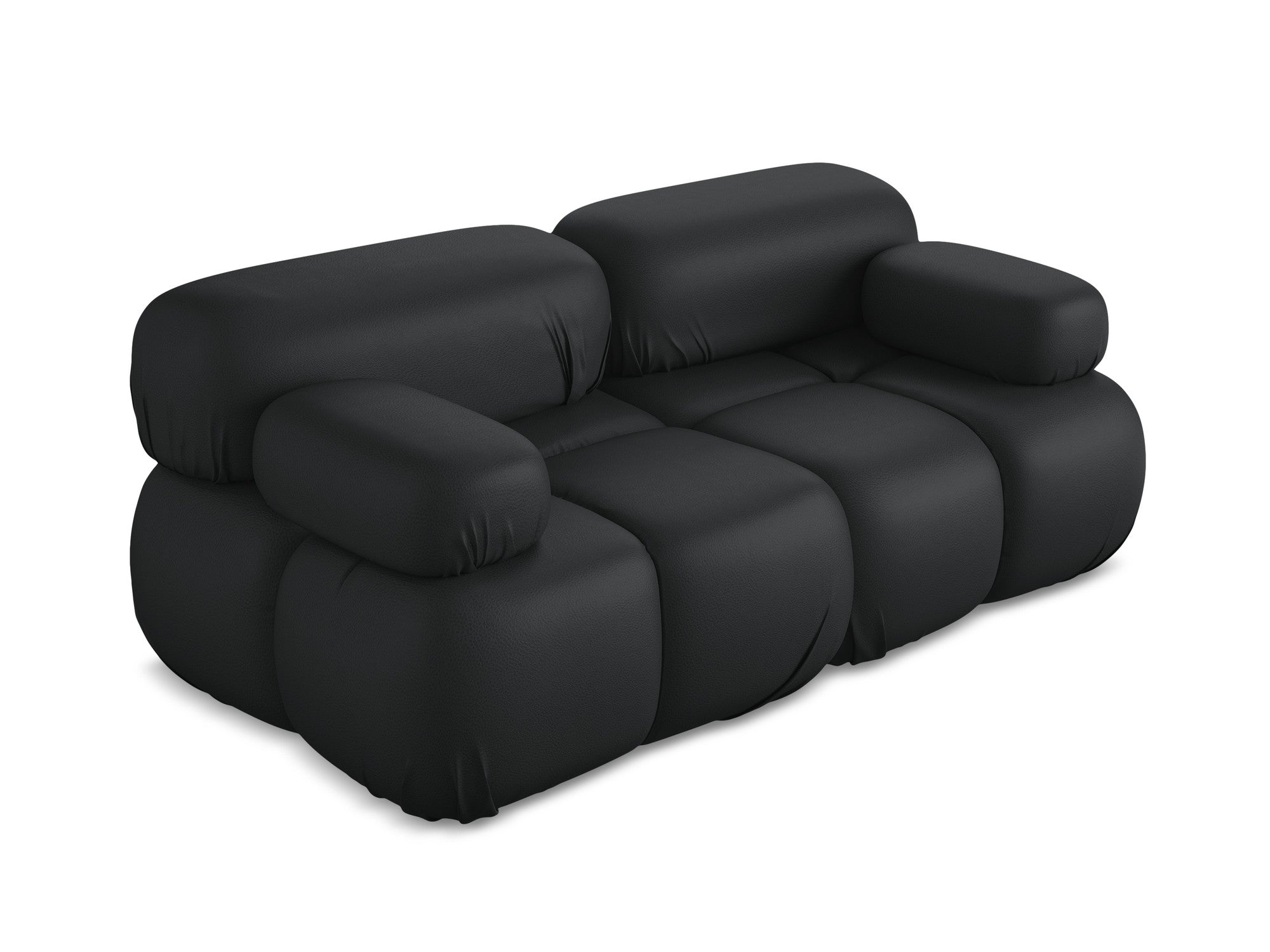 Sofa modułowa 2-osobowa LOKUA czarna skóra ekologiczna