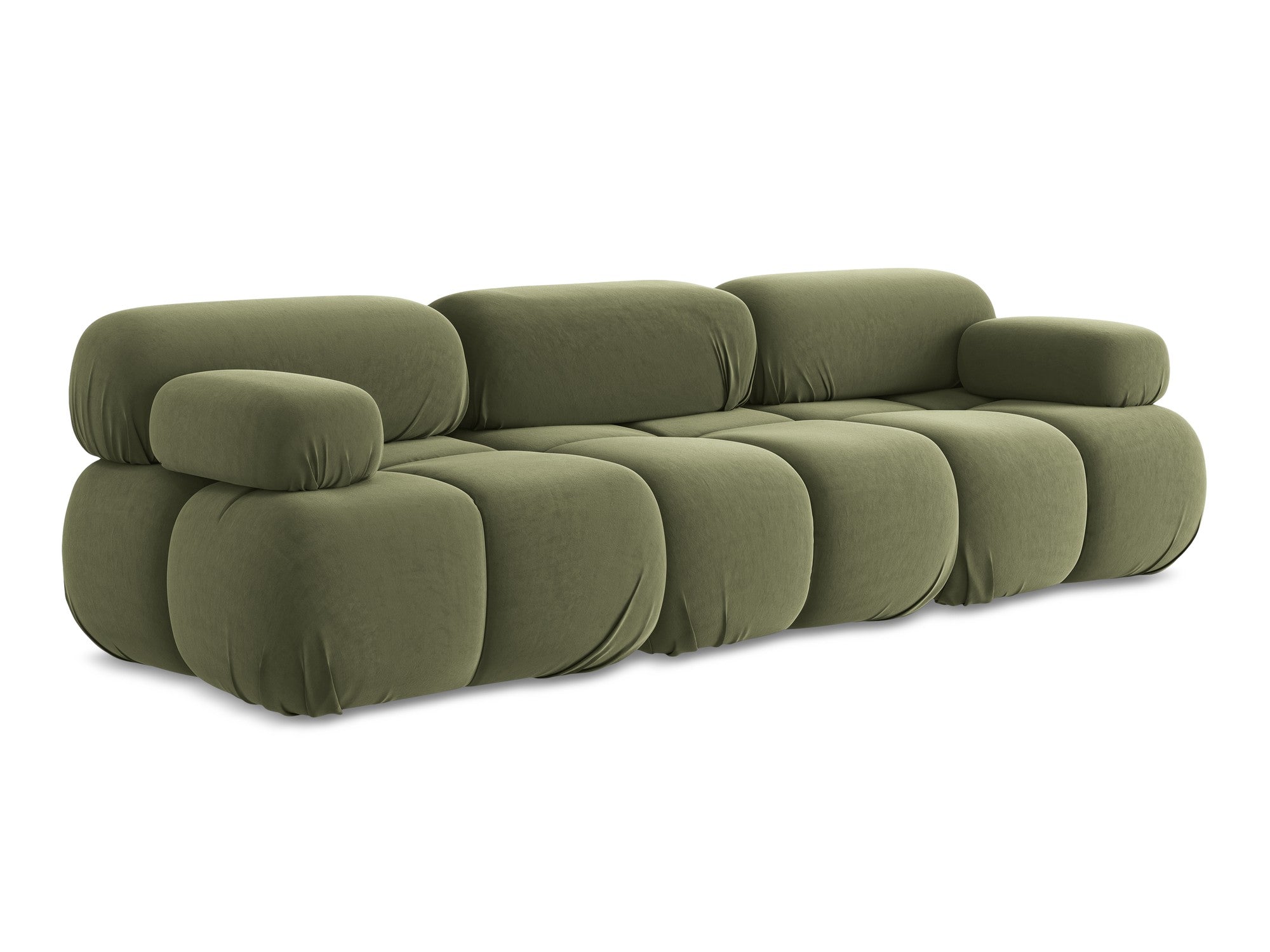 Sofa modułowa aksamitna 3-osobowa LOKUA oliwkowy