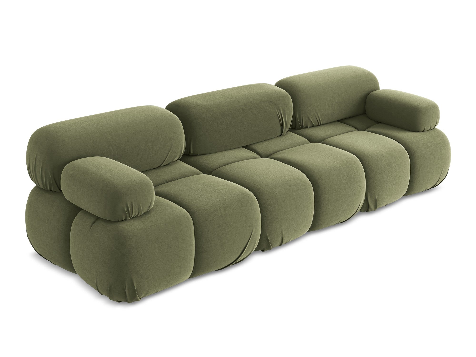 Sofa modułowa aksamitna 3-osobowa LOKUA oliwkowy