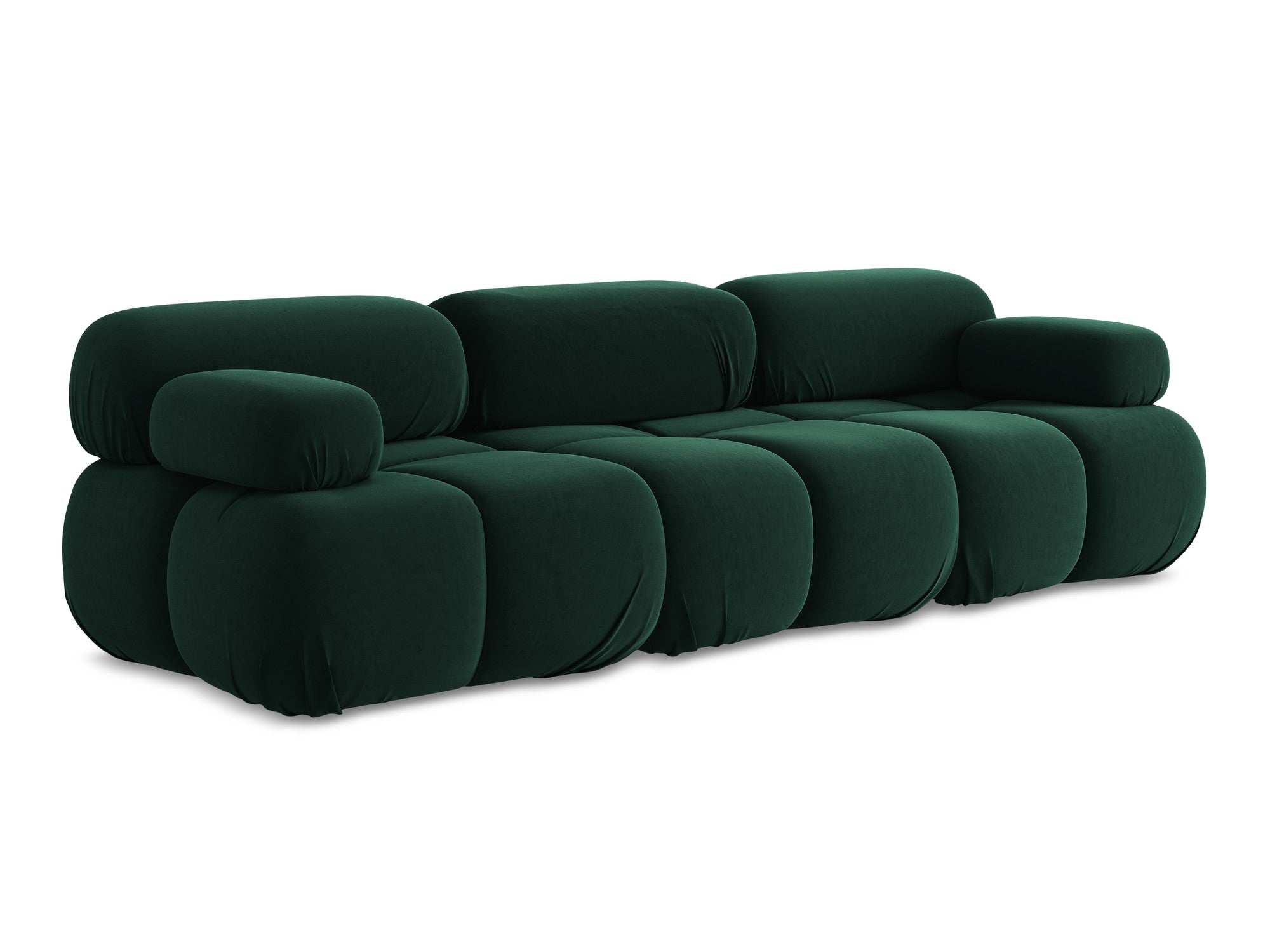 Modular Velvet Sofa for 3 People LOKUA in Bottle Green