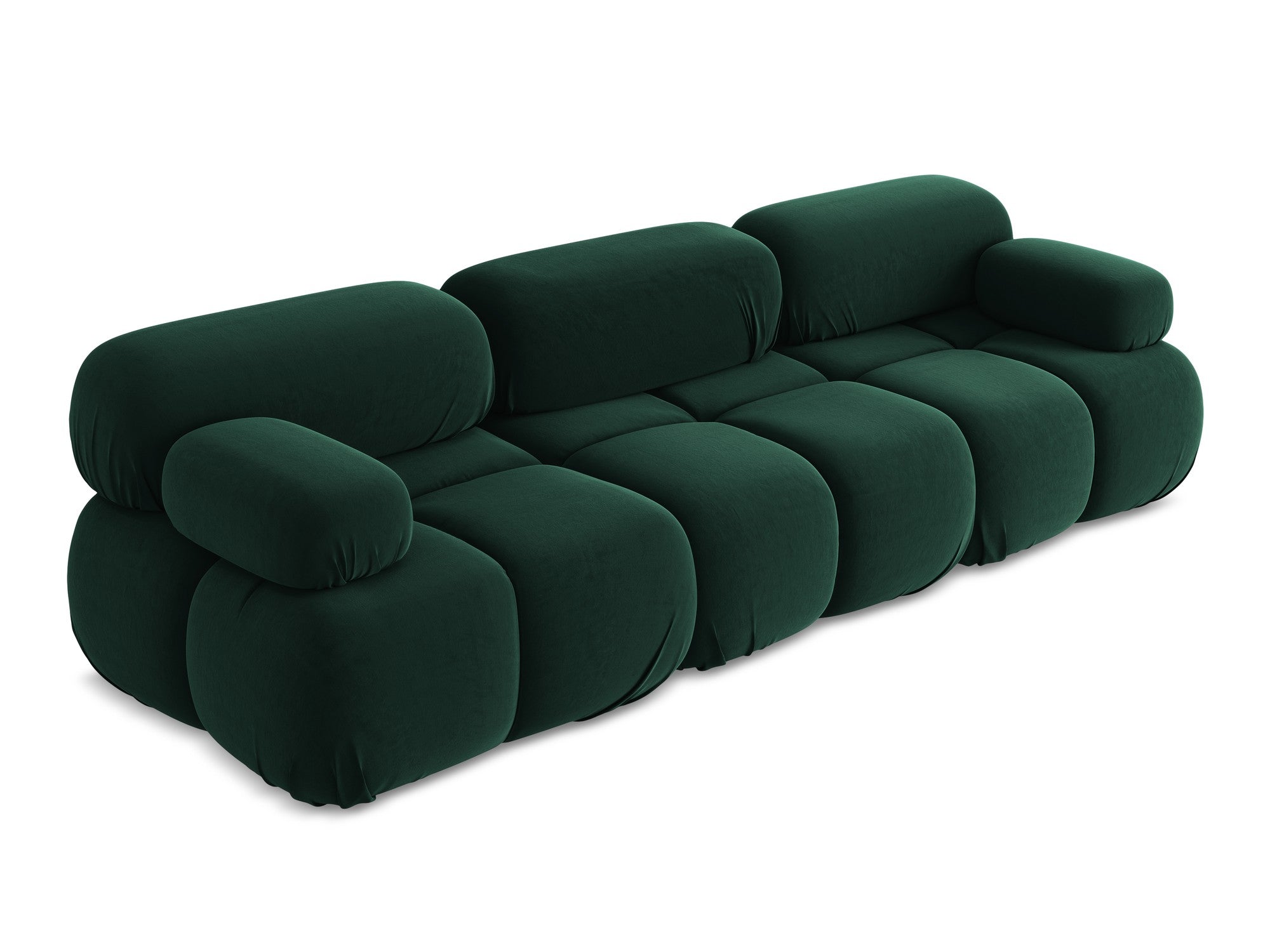 Modular Velvet Sofa for 3 People LOKUA in Bottle Green