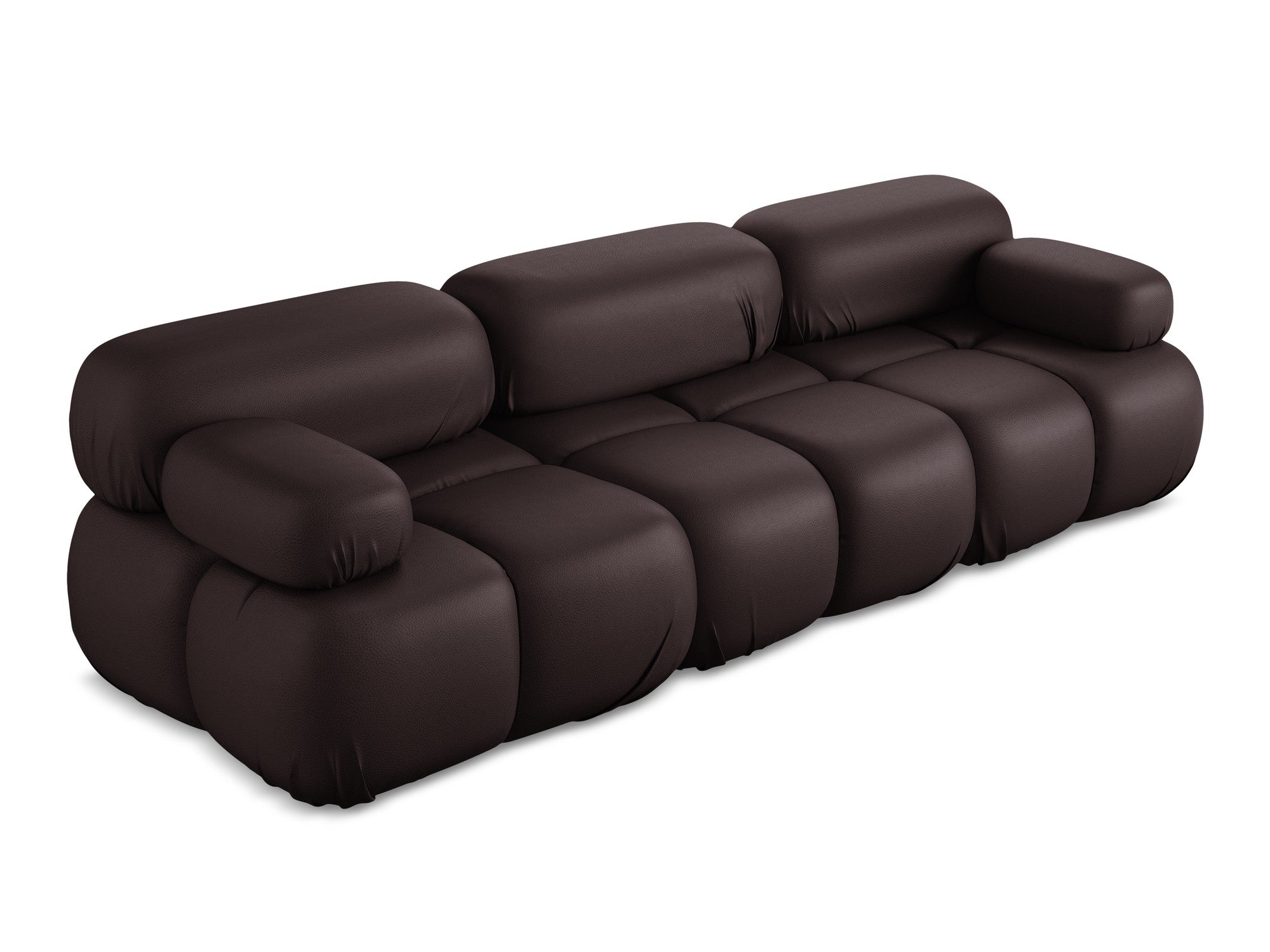 3-seater modular sofa LOKUA in plum eco-leather
