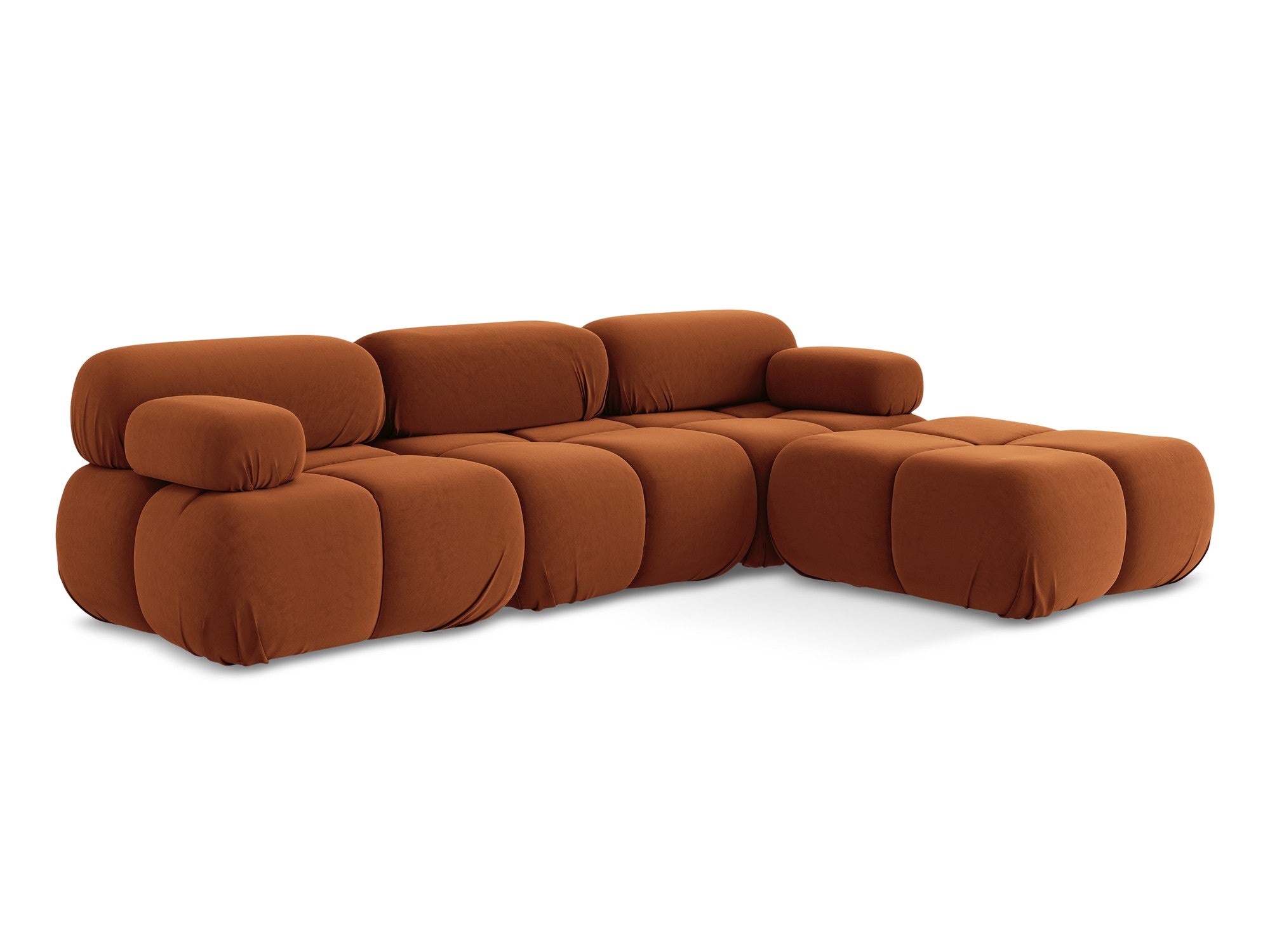 Modularer Samt-Ecksofa LOKUA terrakotta