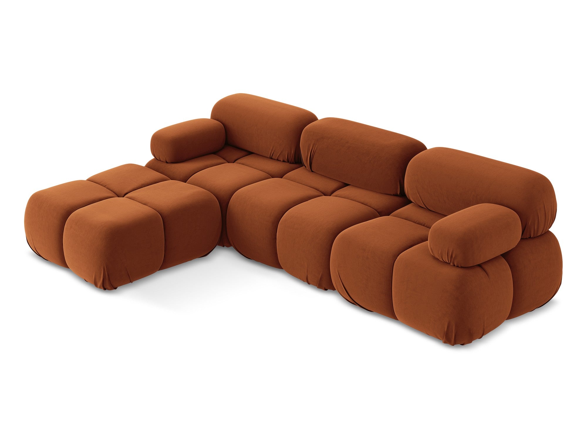 Modularer Samt-Ecksofa LOKUA terrakotta