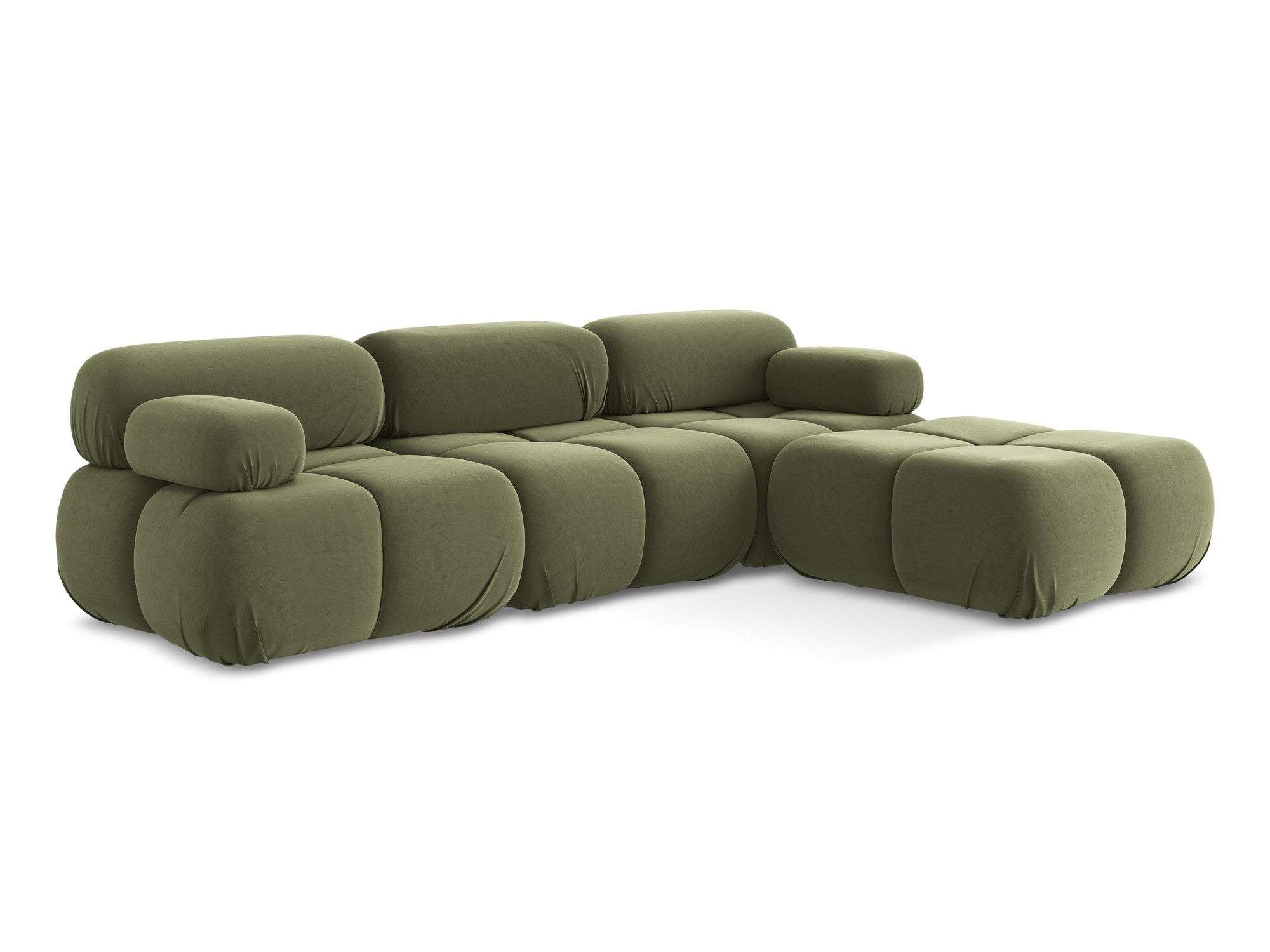 Modularer Samt-Ecksofa LOKUA in Olivgrün