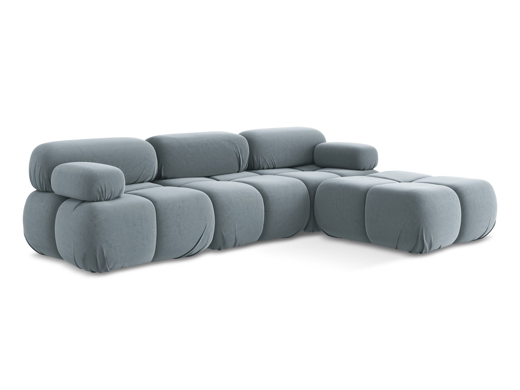 Modularer Samt-Ecksofa LOKUA in Hellblau