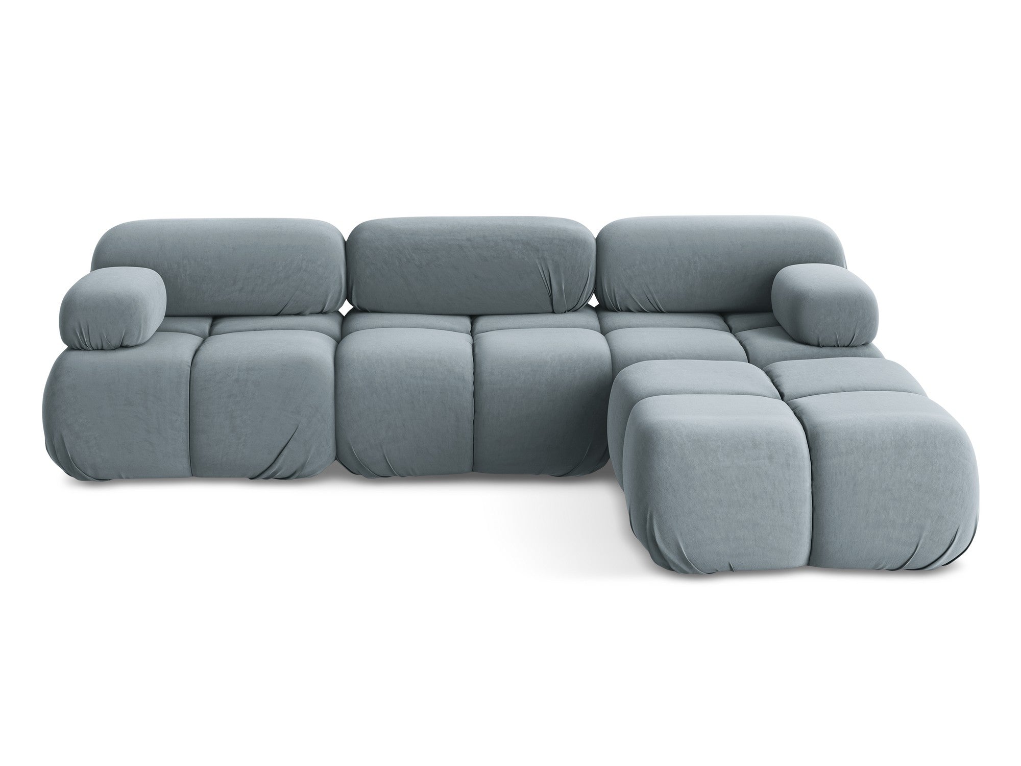 Modularer Samt-Ecksofa LOKUA in Hellblau