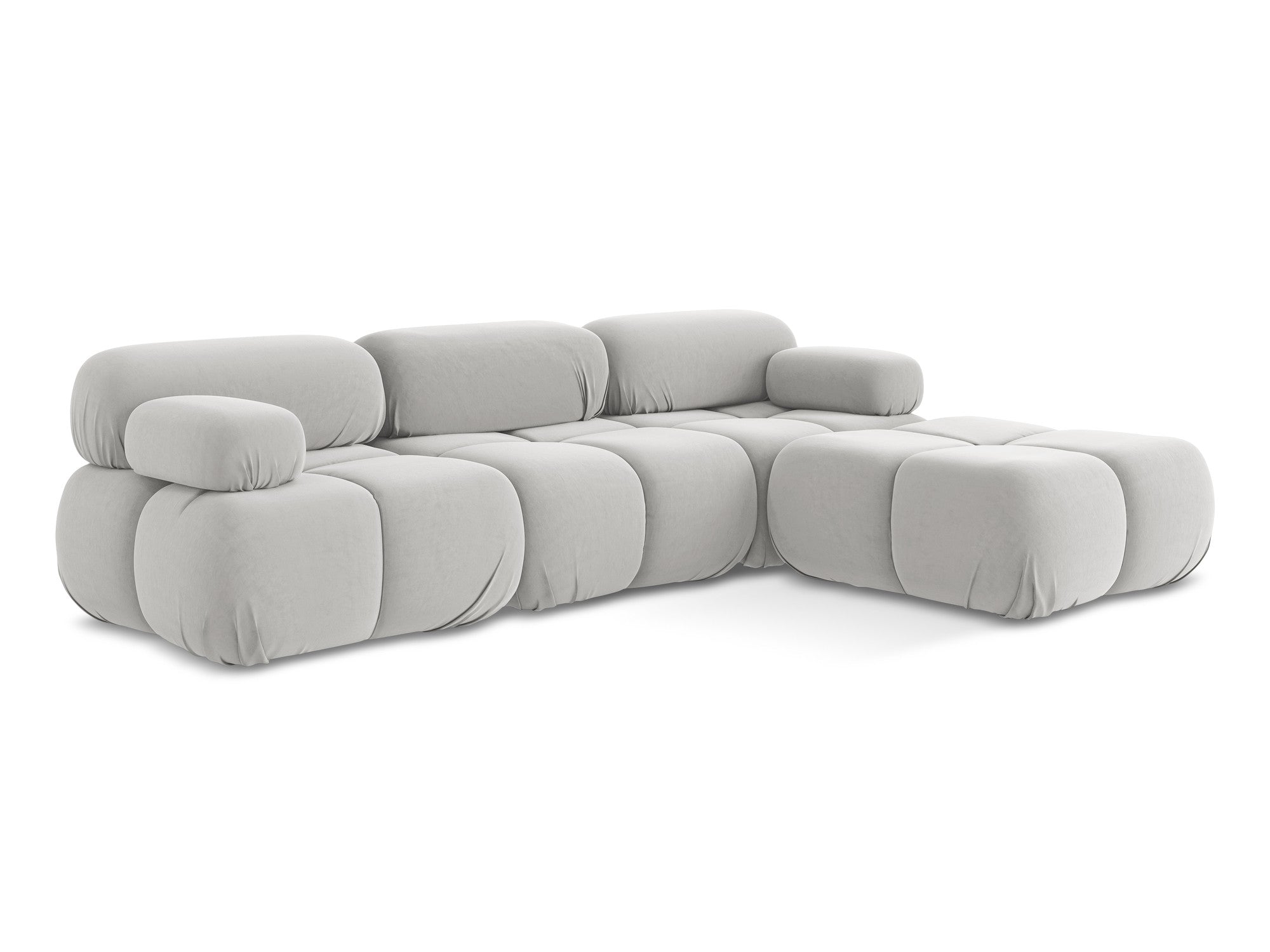 Modularer Samt-Ecksofa LOKUA in Silber