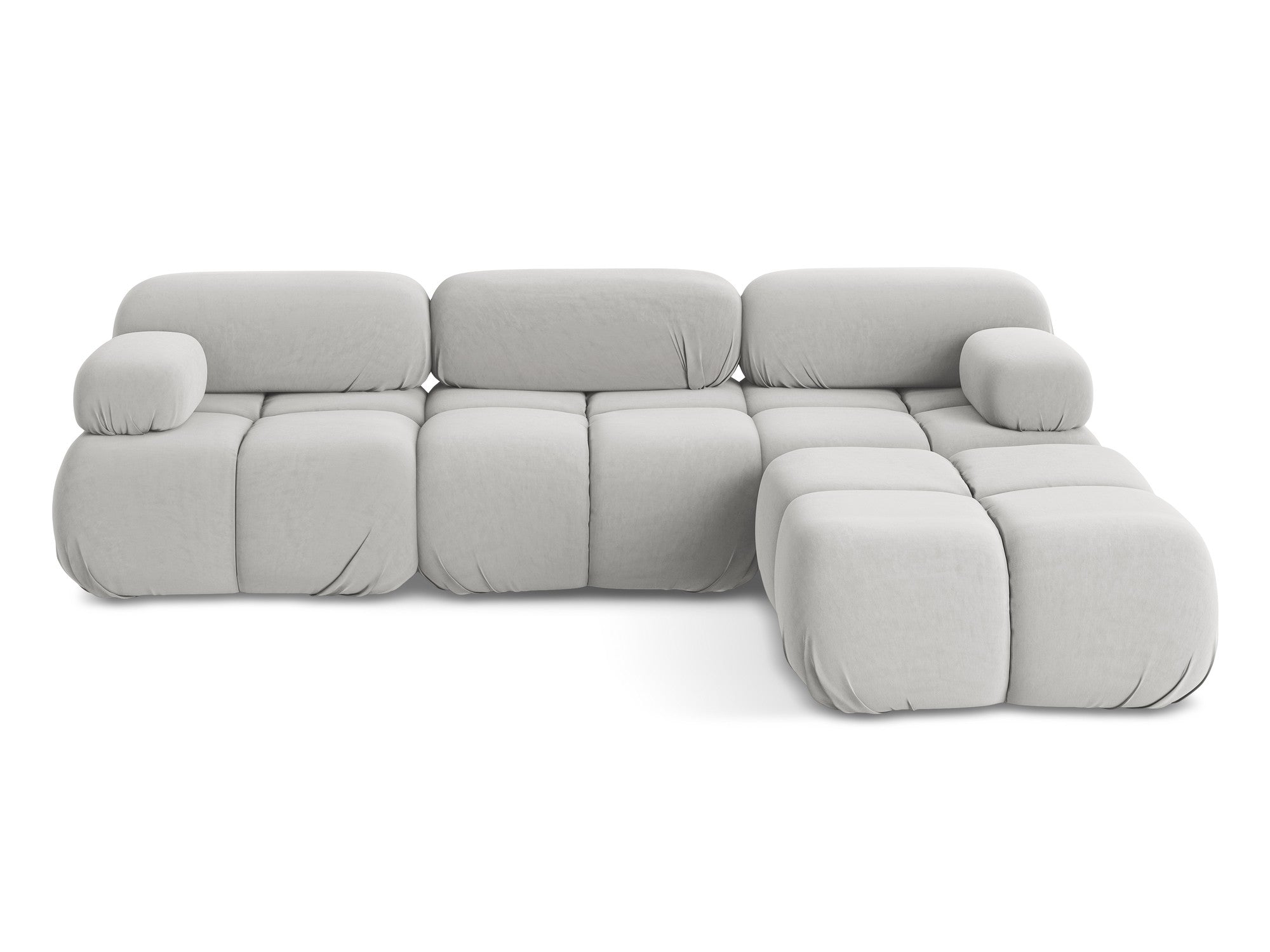 Modularer Samt-Ecksofa LOKUA in Silber