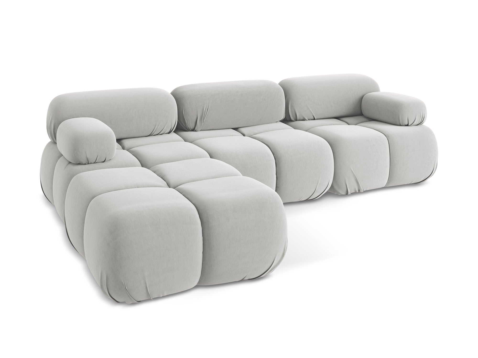 Modularer Samt-Ecksofa LOKUA in Silber