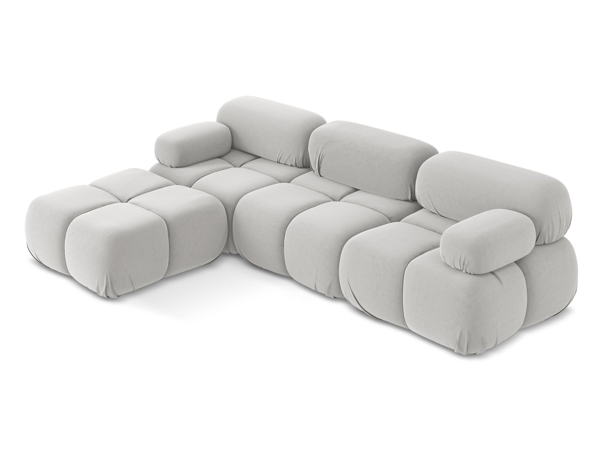 Modularer Samt-Ecksofa LOKUA in Silber