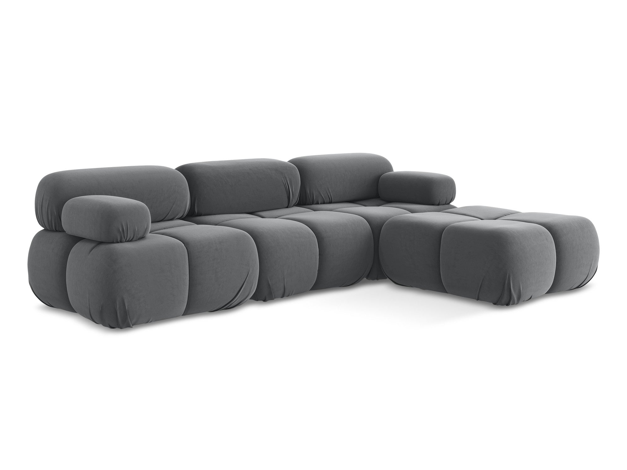 Universal velvet modular corner sofa LOKUA in steel gray