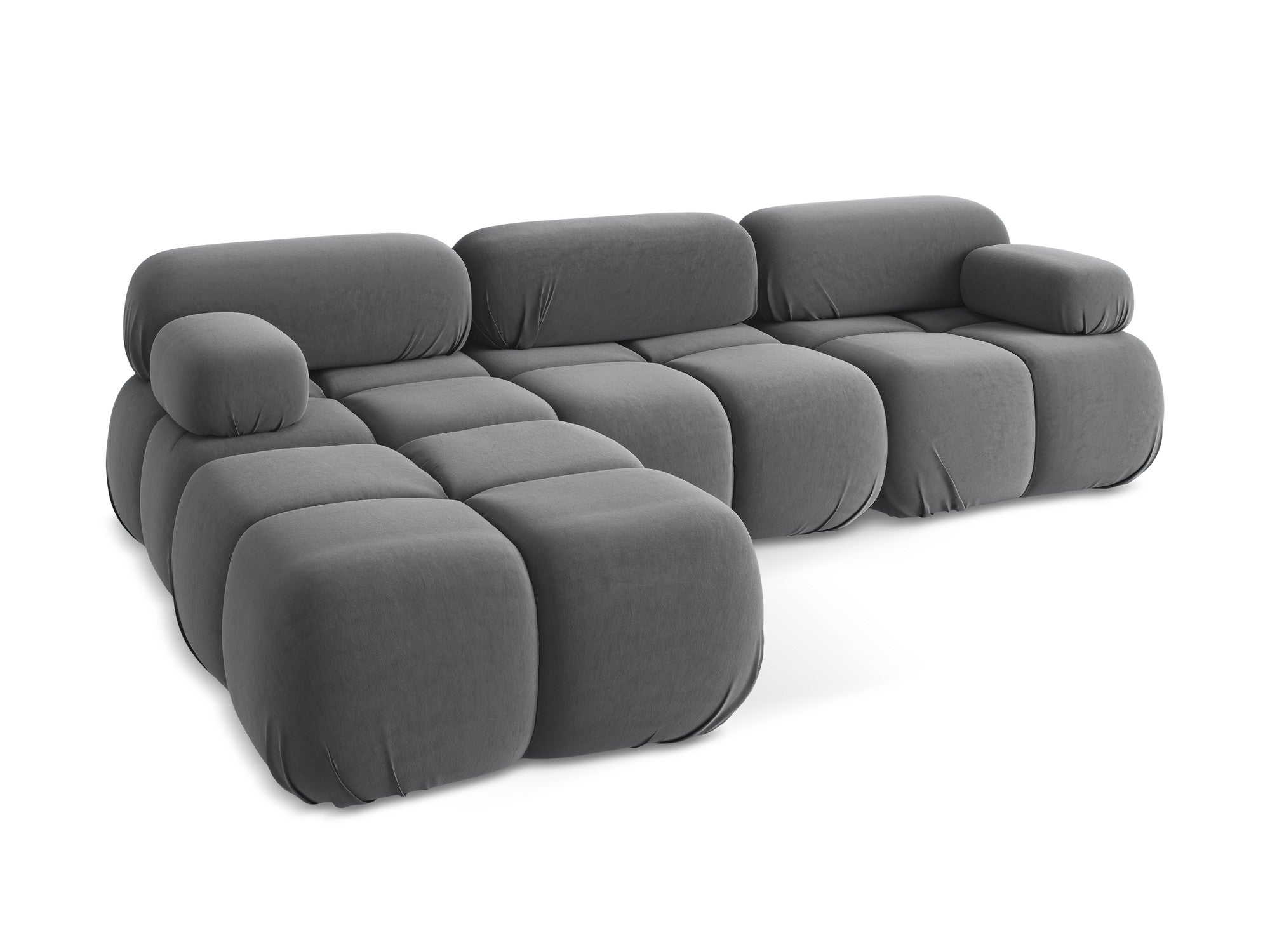 Universal velvet modular corner sofa LOKUA in steel gray