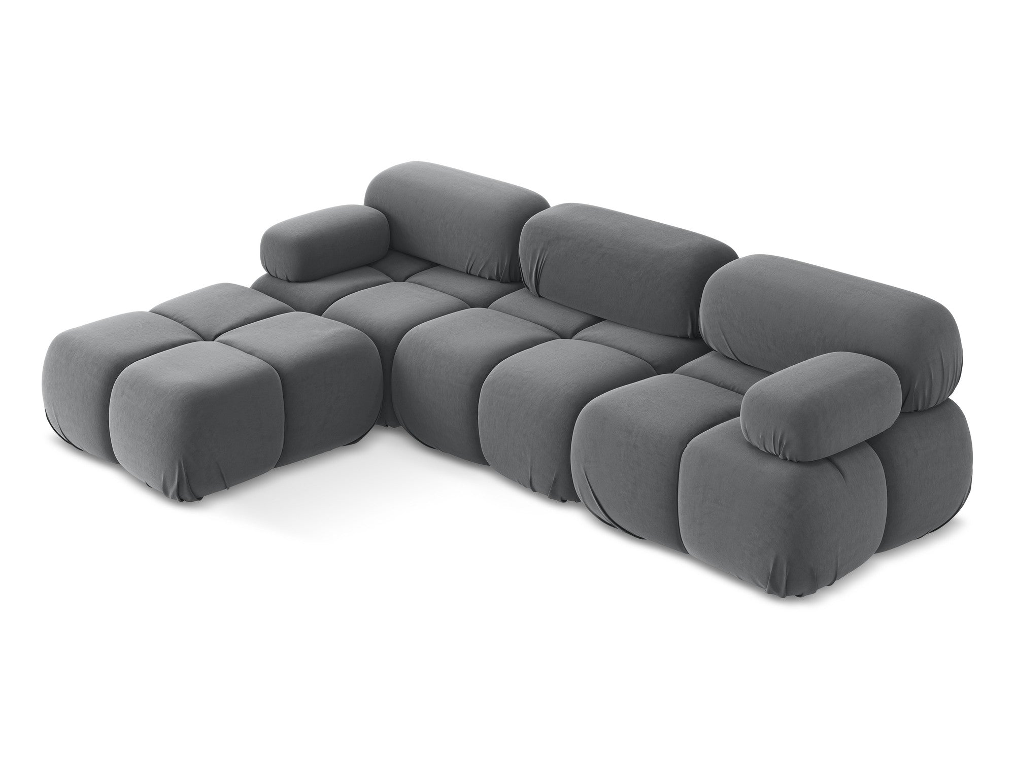 Universal velvet modular corner sofa LOKUA in steel gray