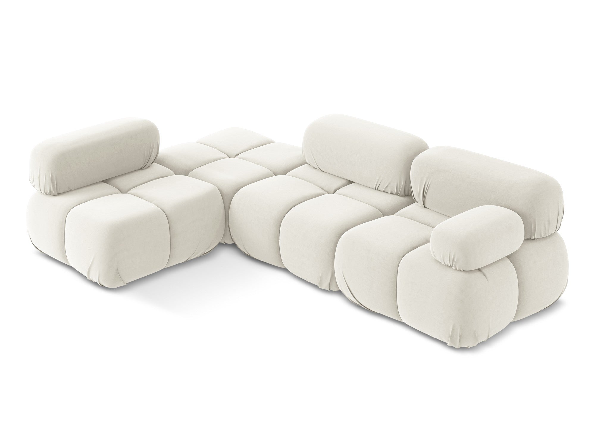 Left-sided modular velvet corner sofa LOKUA light beige