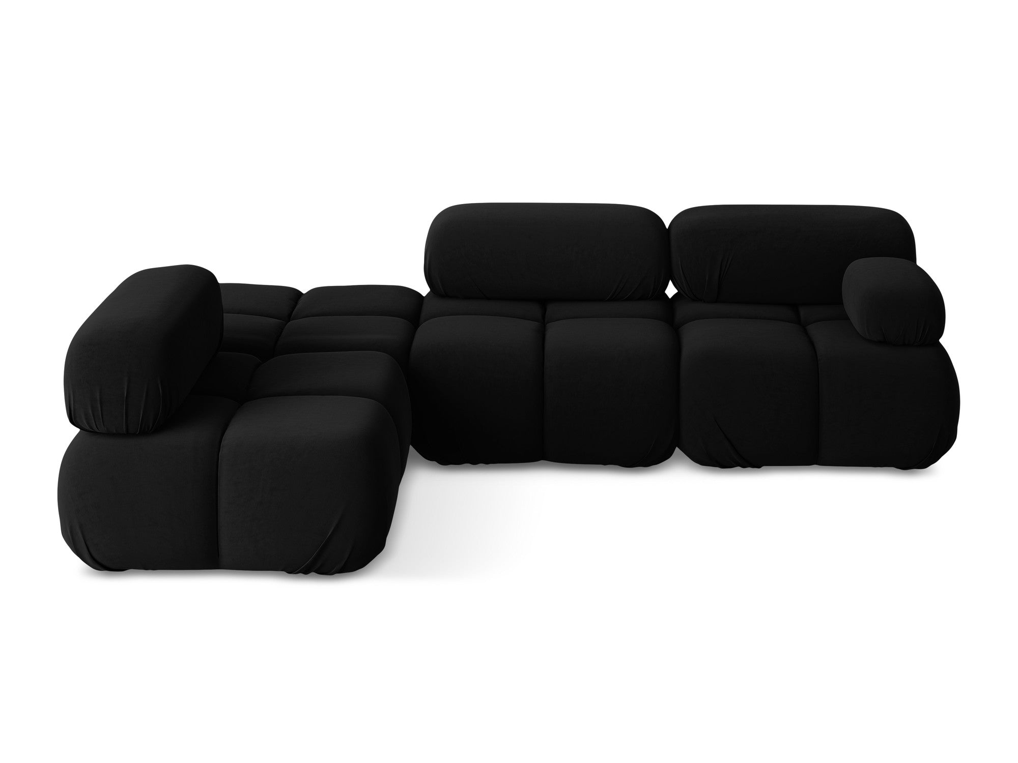 Modularer Samt-Ecksofa links LOKUA schwarz