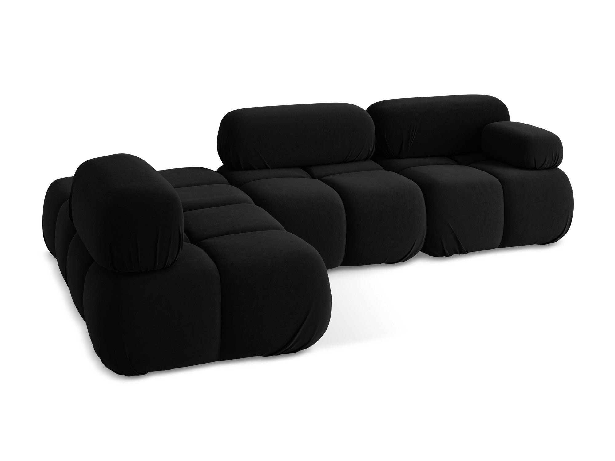 Modularer Samt-Ecksofa links LOKUA schwarz