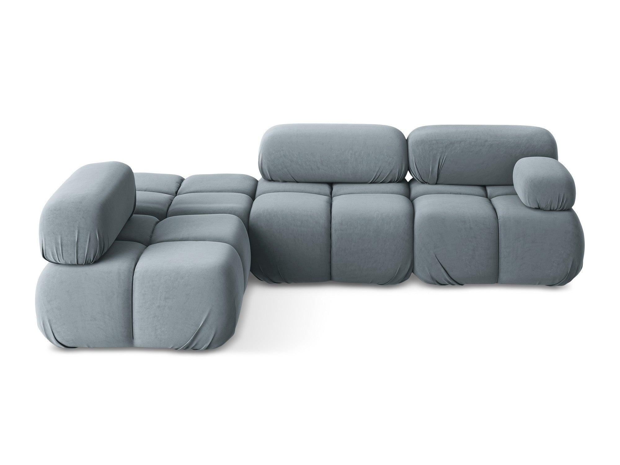 Modularer Samt-Ecksofa links LOKUA hellblau