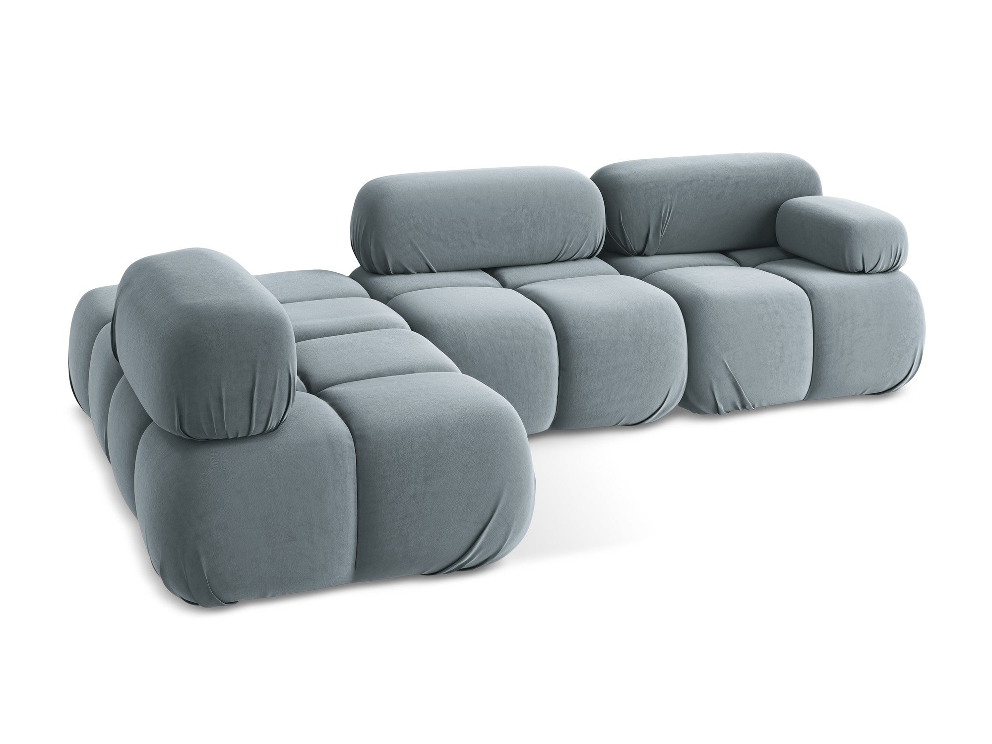 Modularer Samt-Ecksofa links LOKUA hellblau