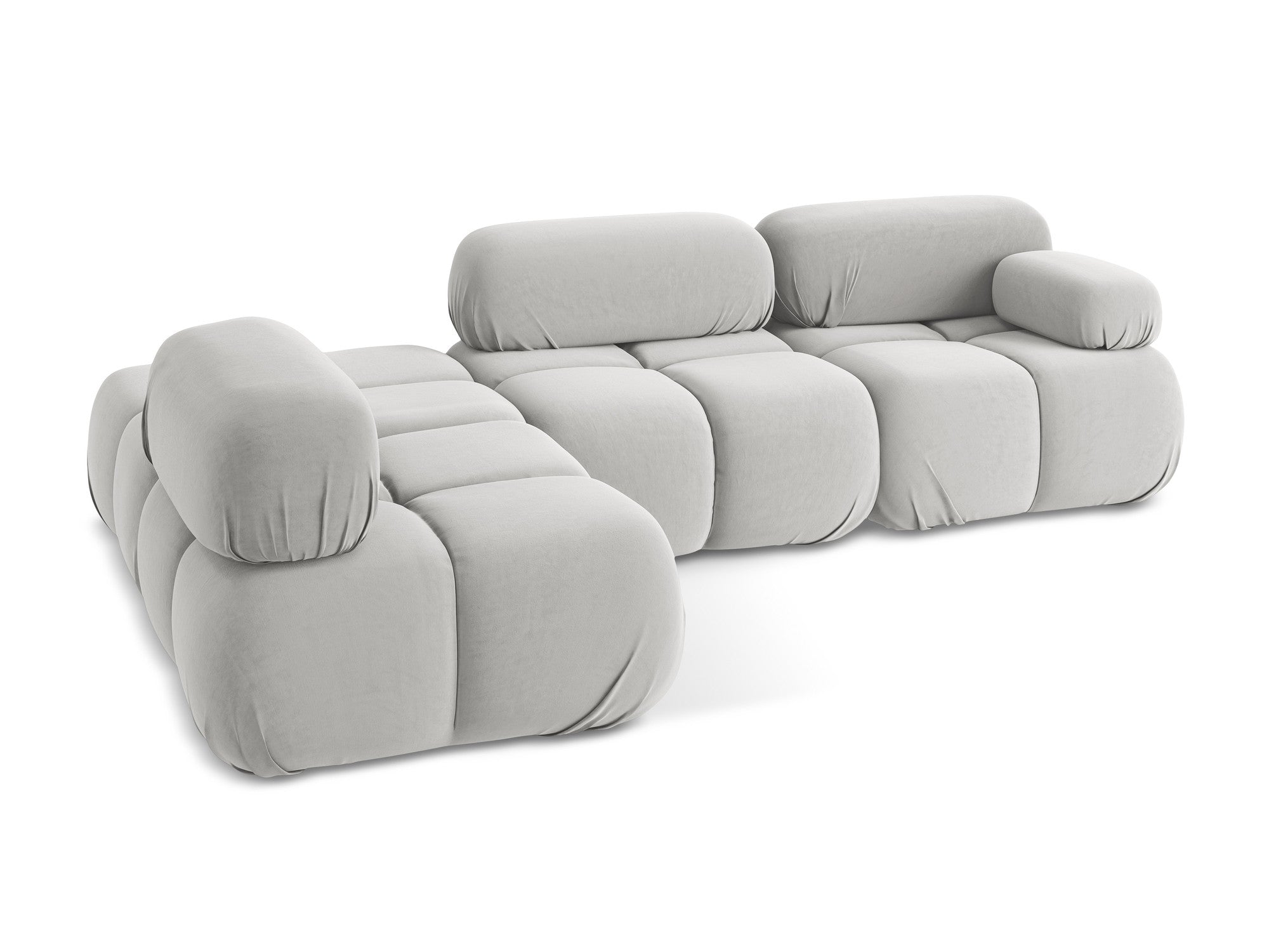 Silver left-sided velvet modular corner sofa LOKUA