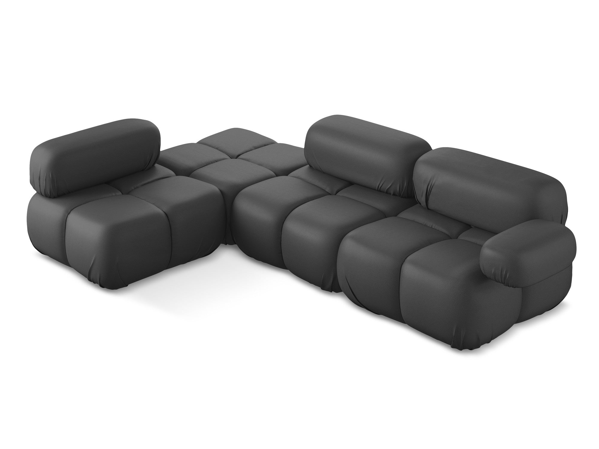 Modularer linksseitiger Ecksofa LOKUA aus grauem Kunstleder