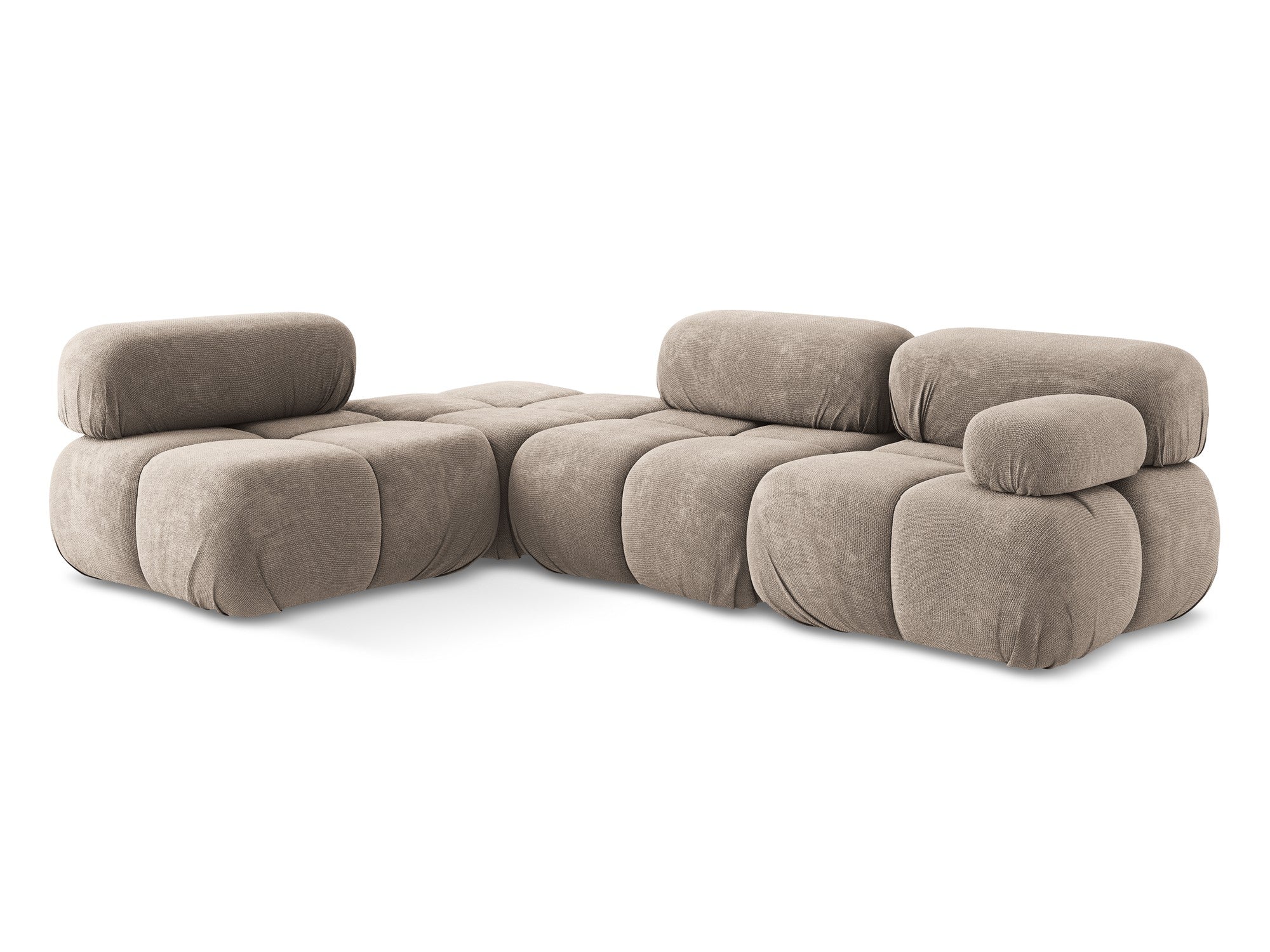 Left-facing modular corner sofa LOKUA dark beige chenille