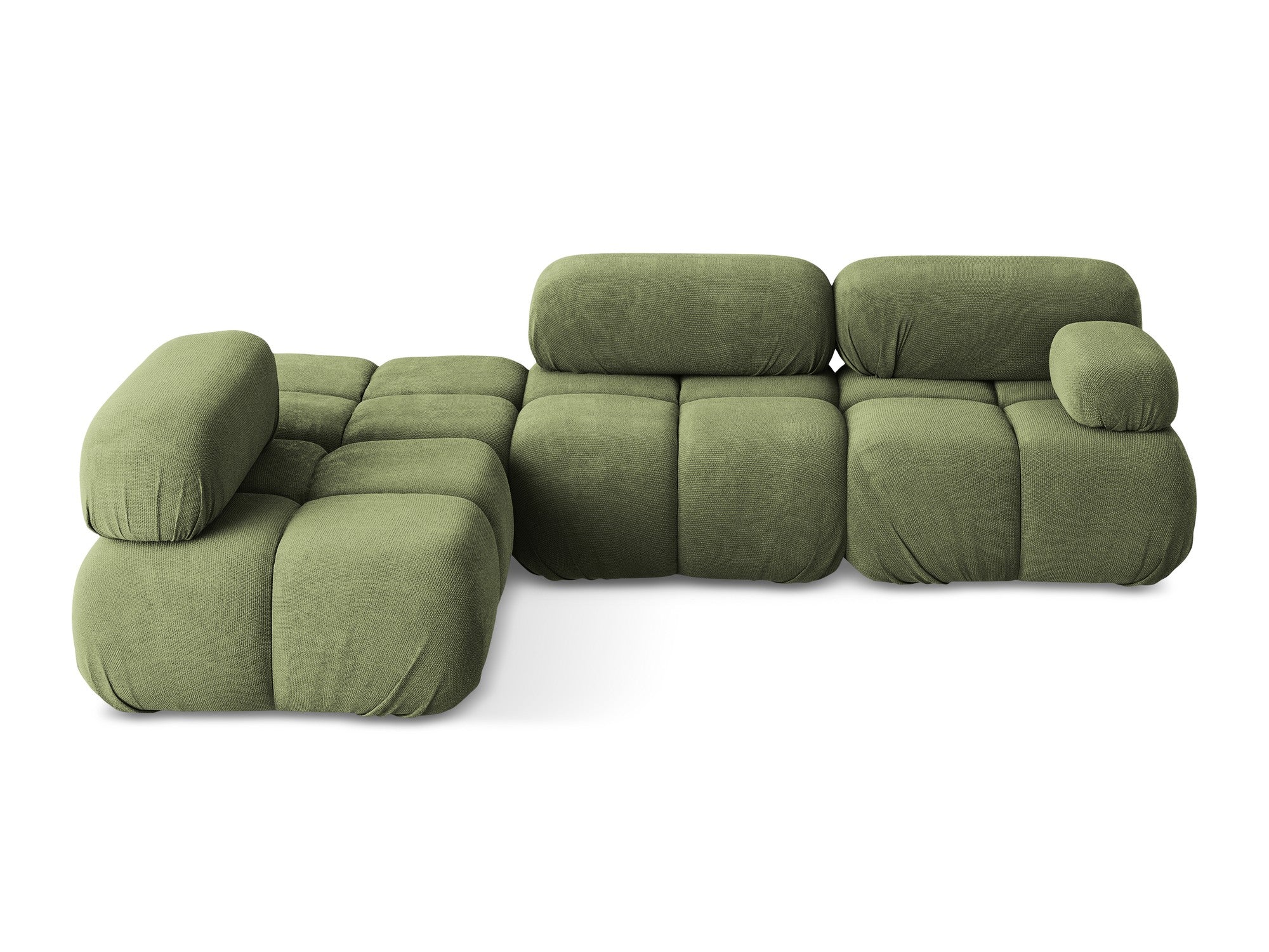 Modularer linksseitiger Ecksofa LOKUA in grünem Chenille