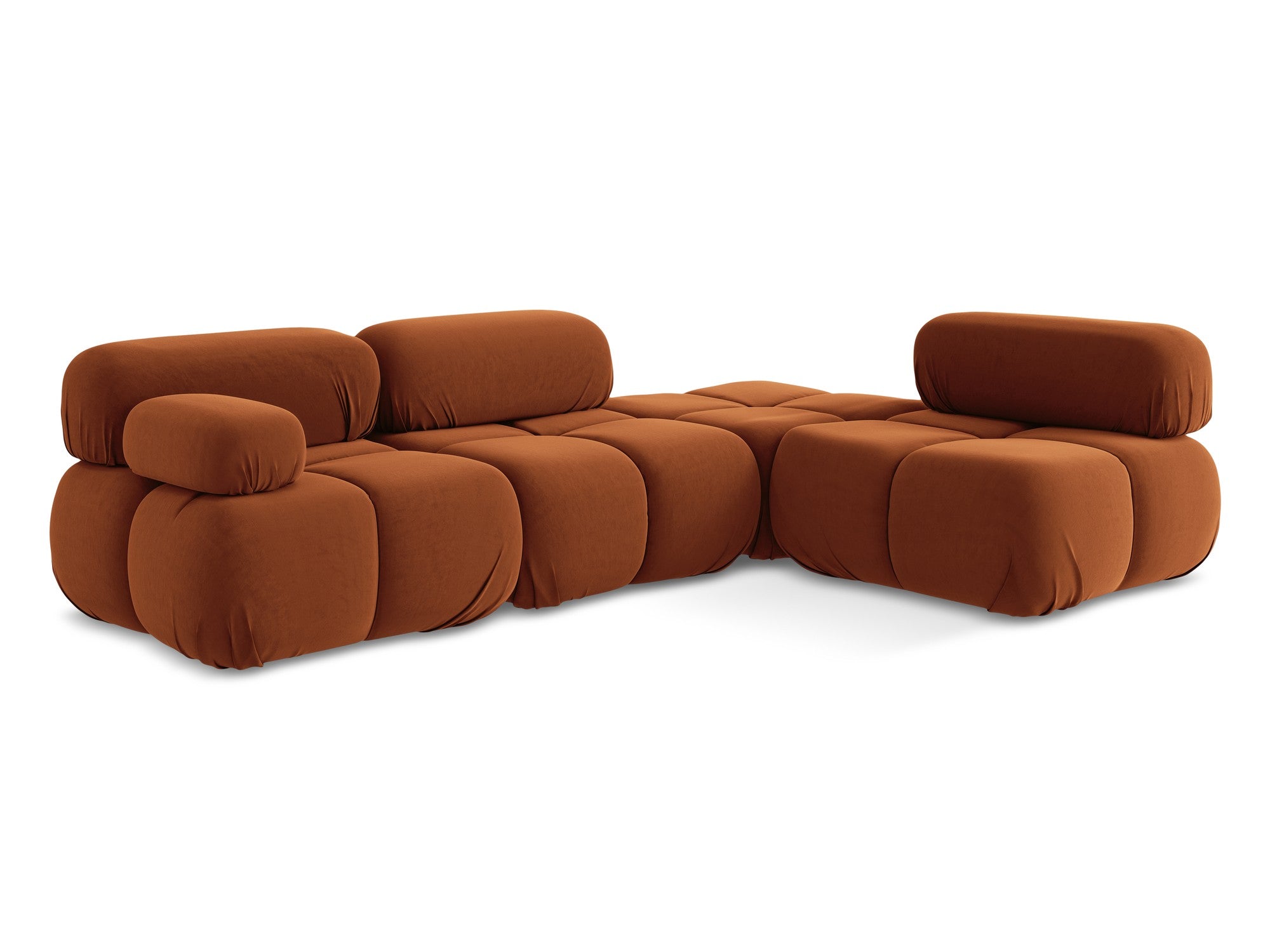 Modularer Samt-Ecksofa rechts LOKUA Terrakotta