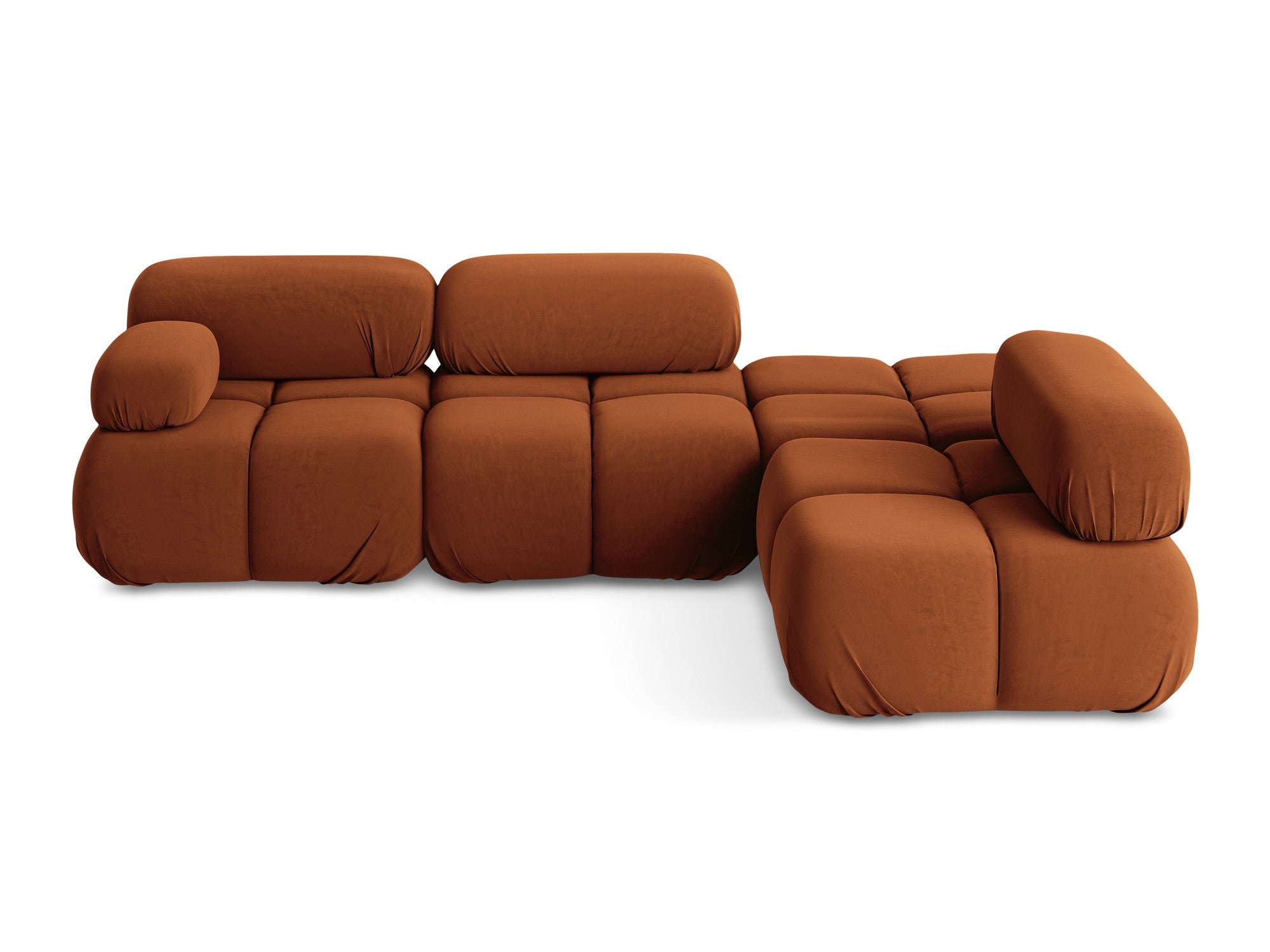 Modularer Samt-Ecksofa rechts LOKUA Terrakotta
