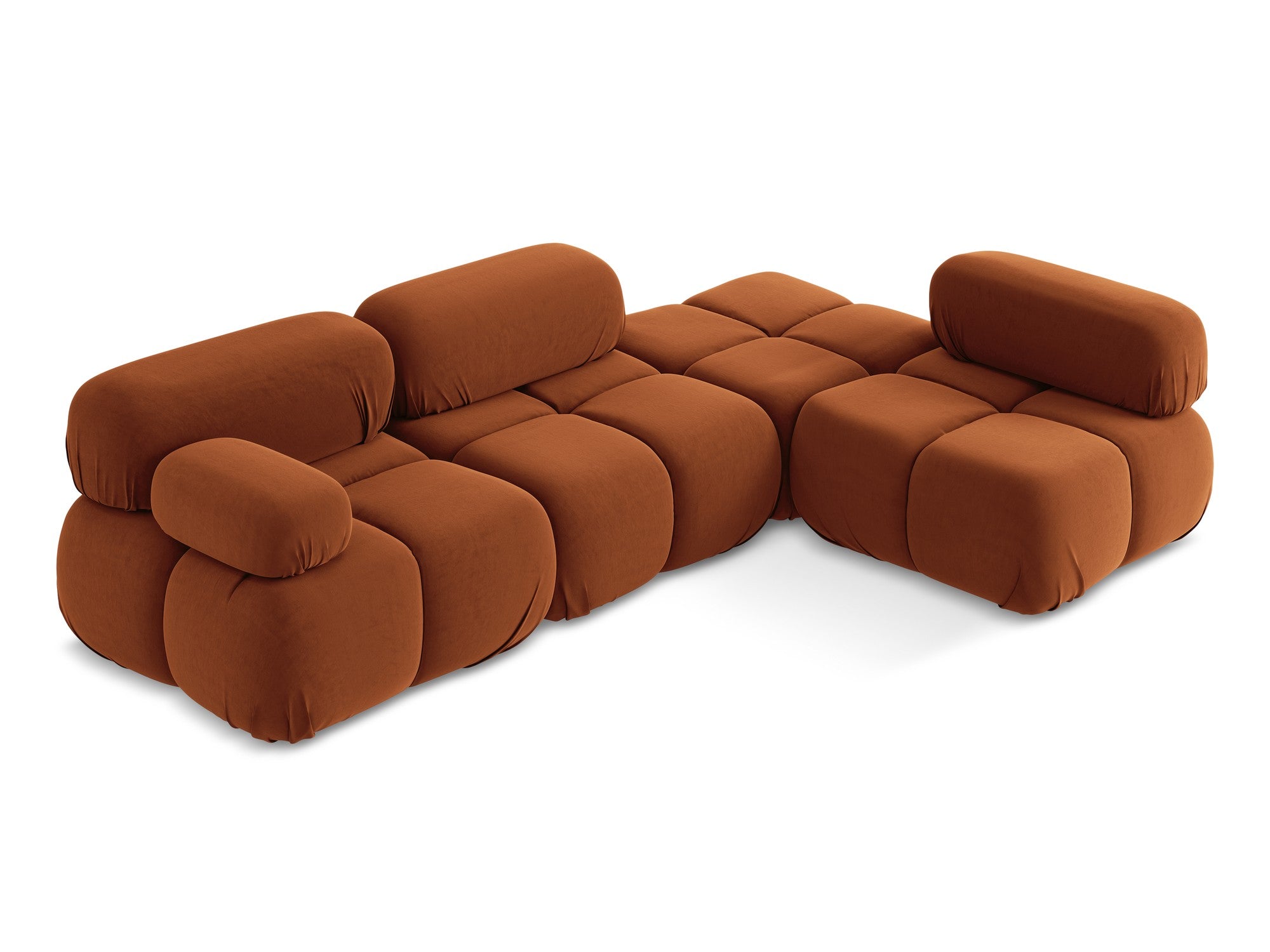 Modularer Samt-Ecksofa rechts LOKUA Terrakotta