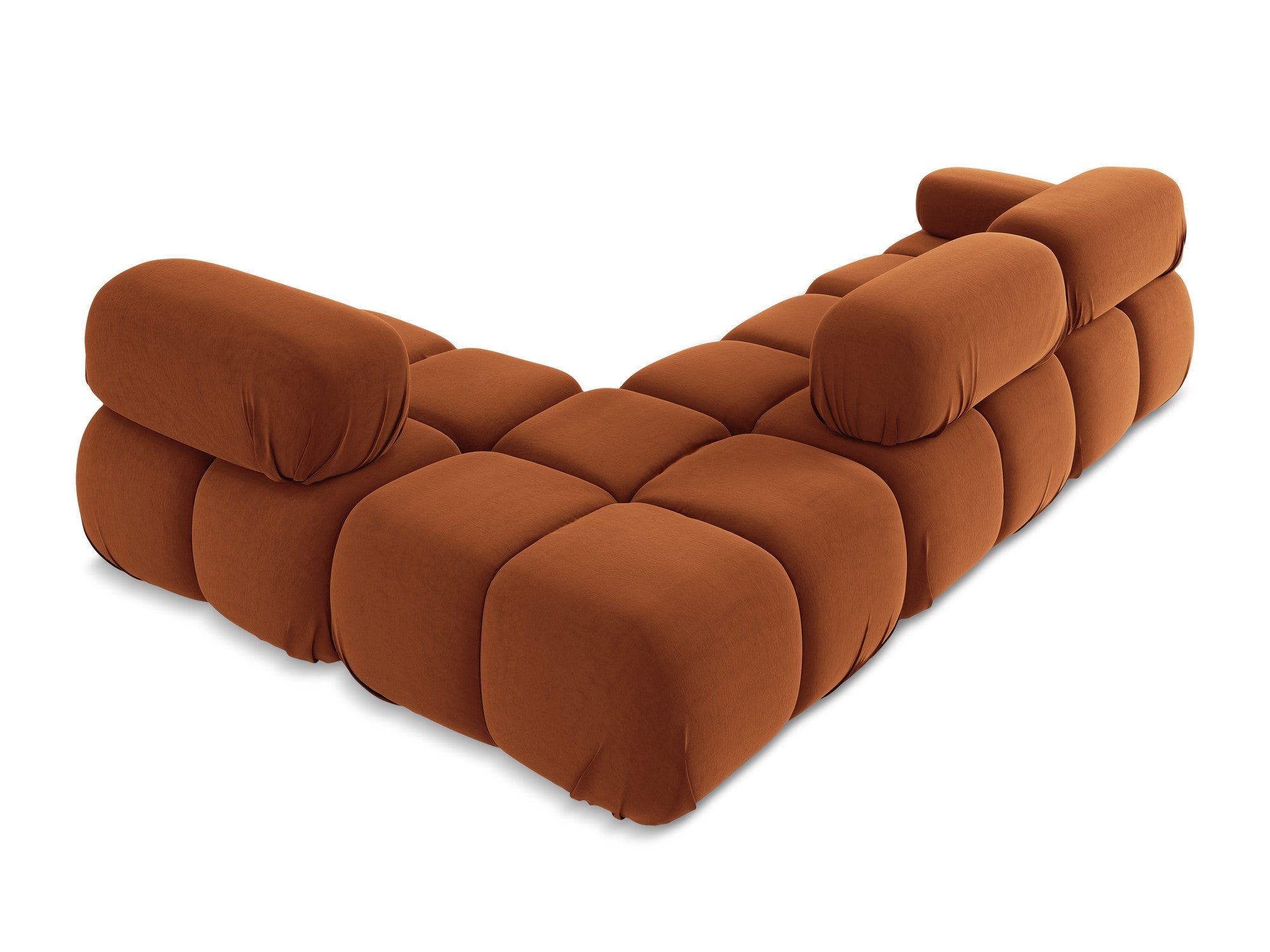 Modularer Samt-Ecksofa rechts LOKUA Terrakotta