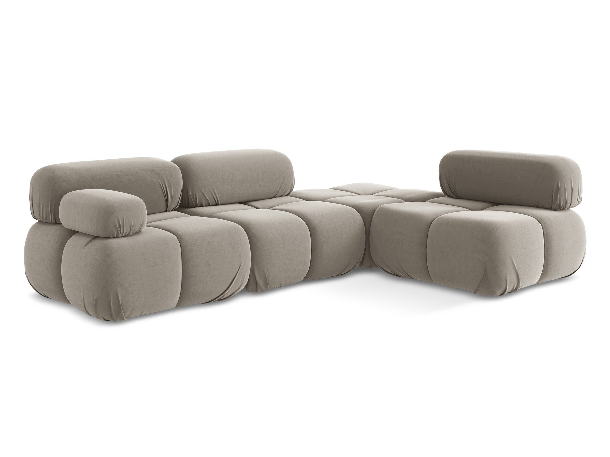 Modularer Samt-Ecksofa rechts LOKUA taupe