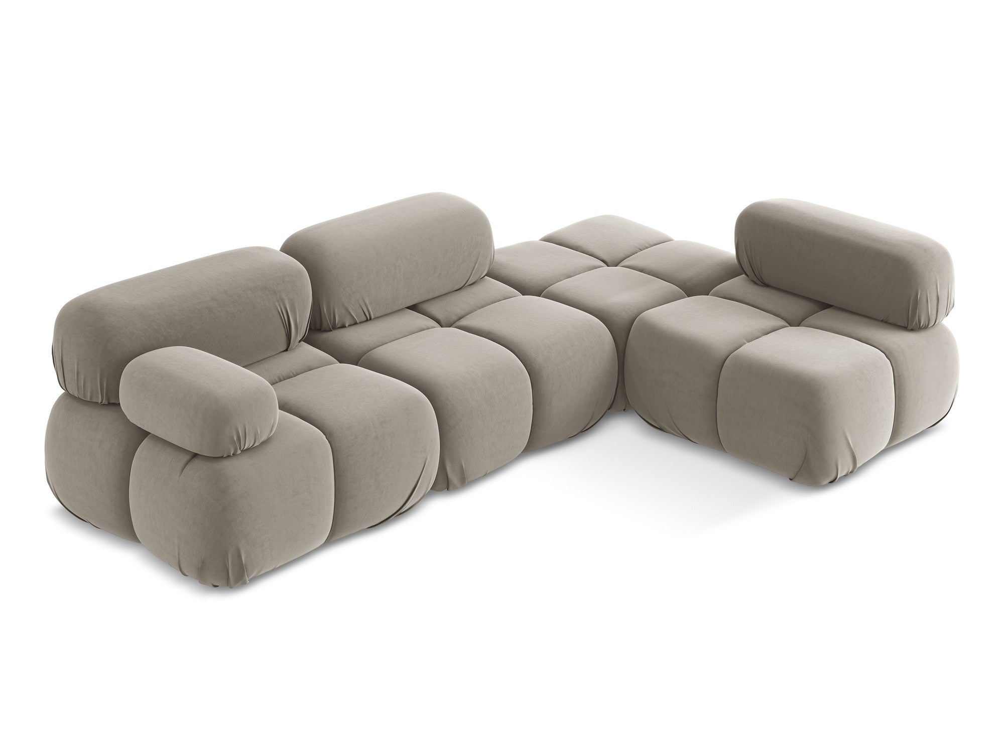 Modularer Samt-Ecksofa rechts LOKUA taupe