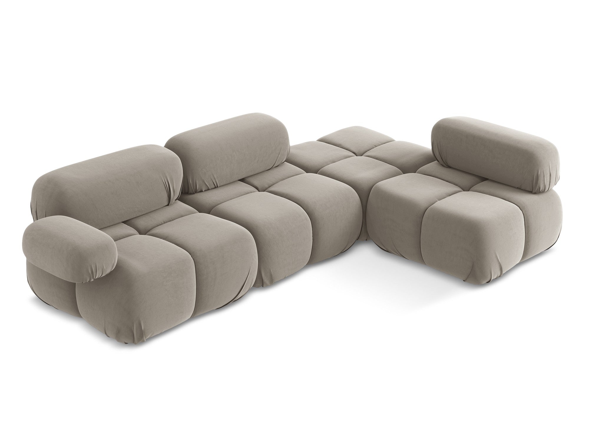 Modularer Samt-Ecksofa rechts LOKUA taupe