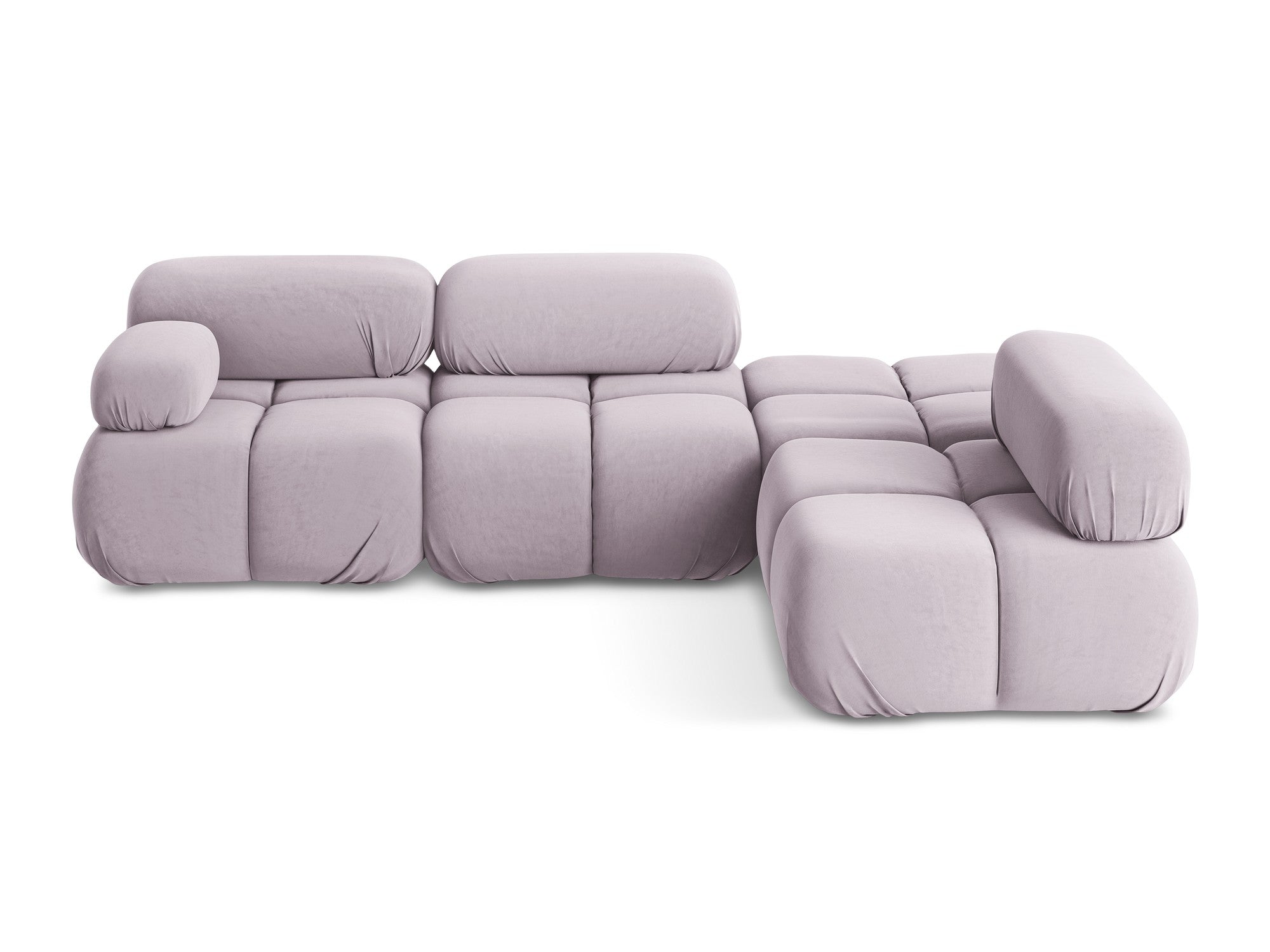 Right-facing modular velvet corner sofa LOKUA in lavender