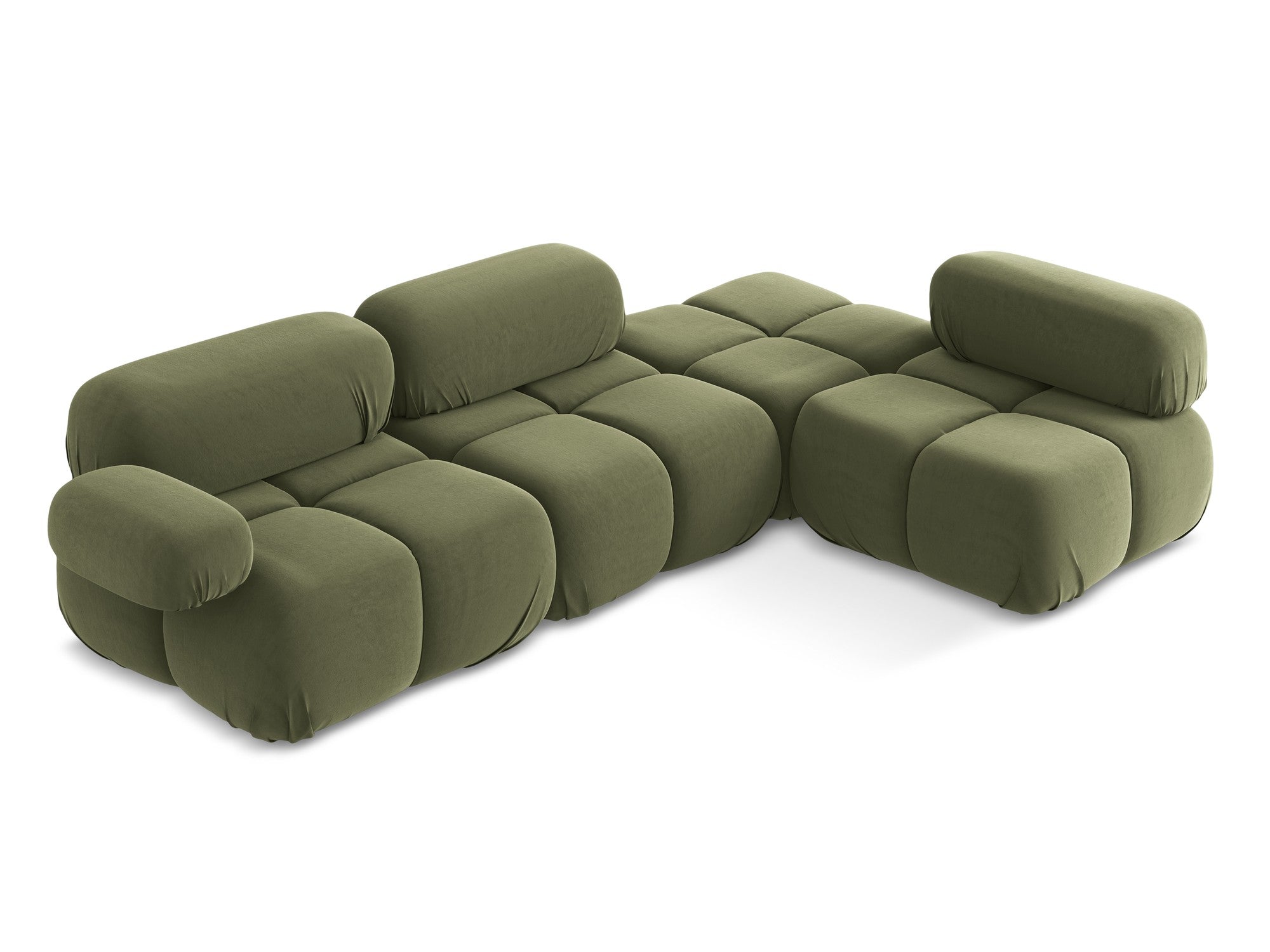 Modularer Samt-Ecksofa rechts LOKUA olivgrün