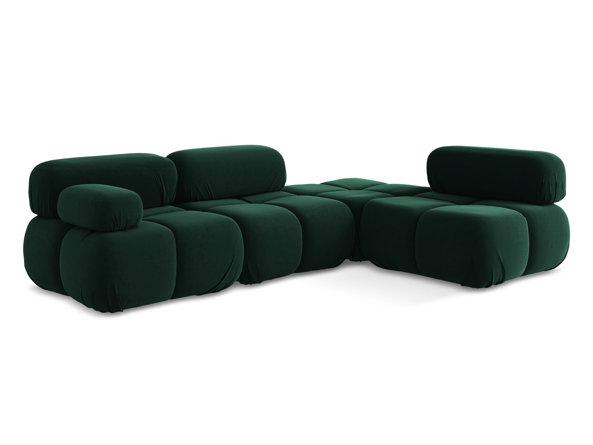 Modularer Samt-Ecksofa rechts LOKUA in Flaschengrün