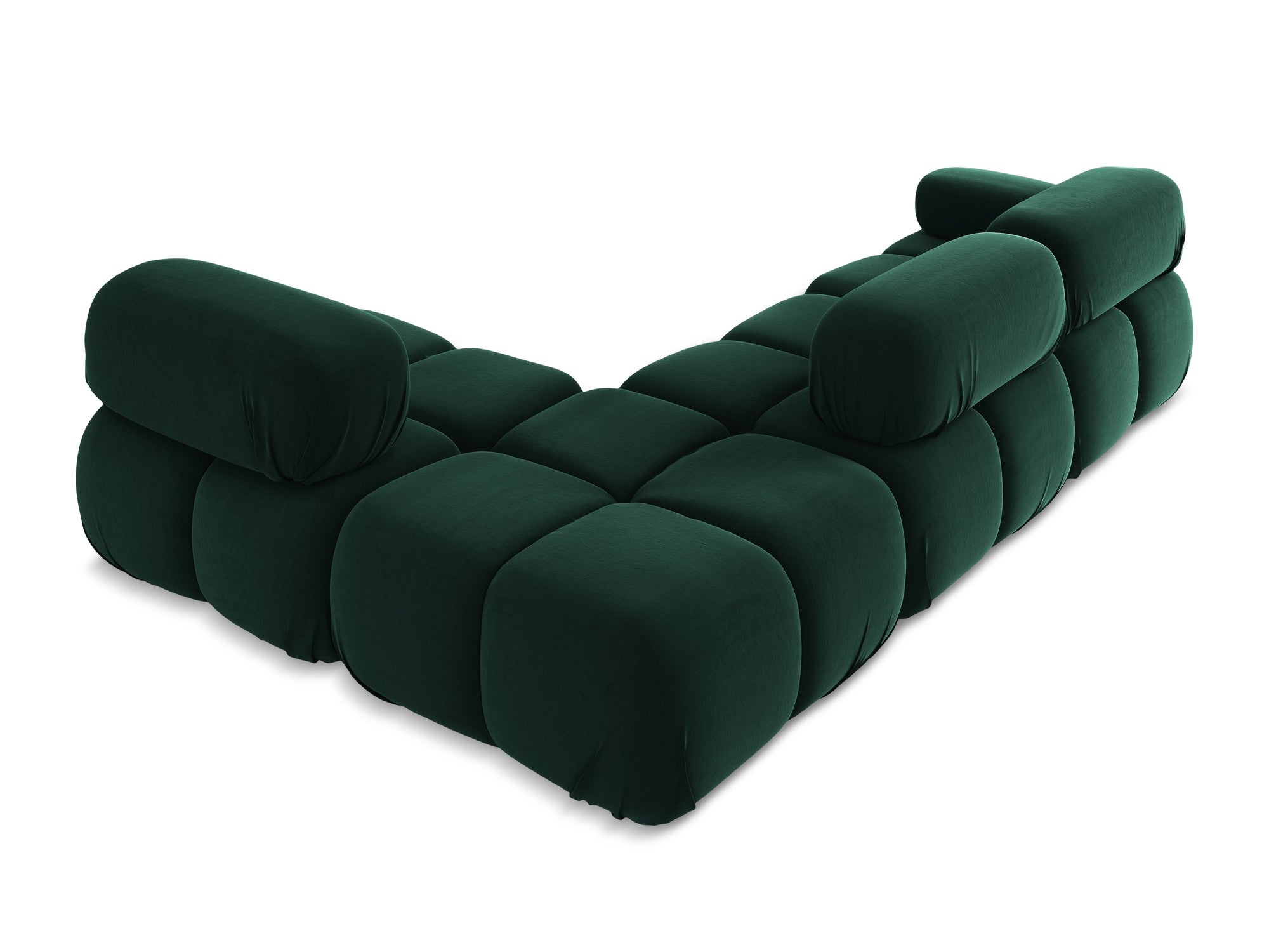Modularer Samt-Ecksofa rechts LOKUA in Flaschengrün