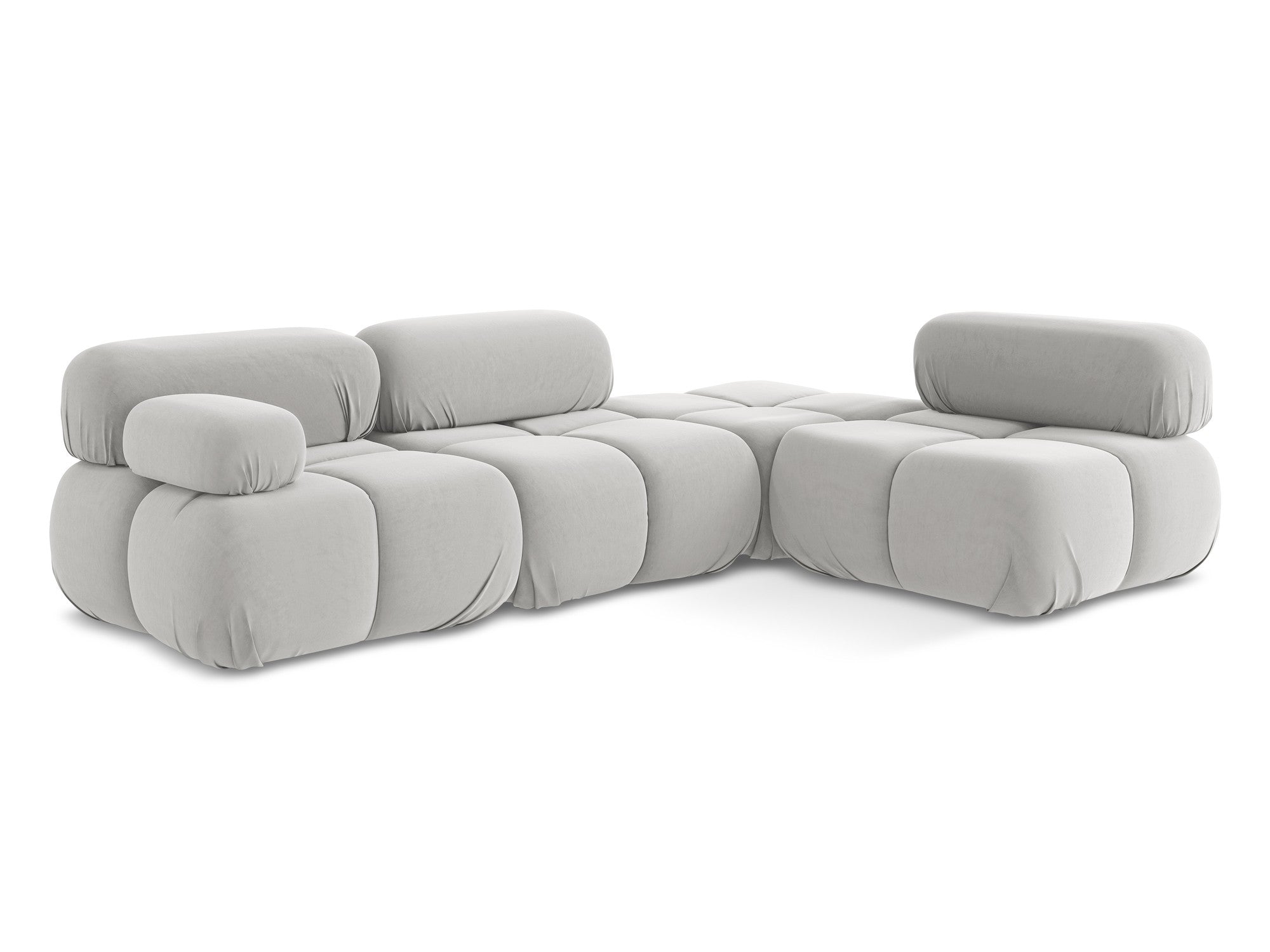 Modularer Samt-Ecksofa rechts LOKUA silber