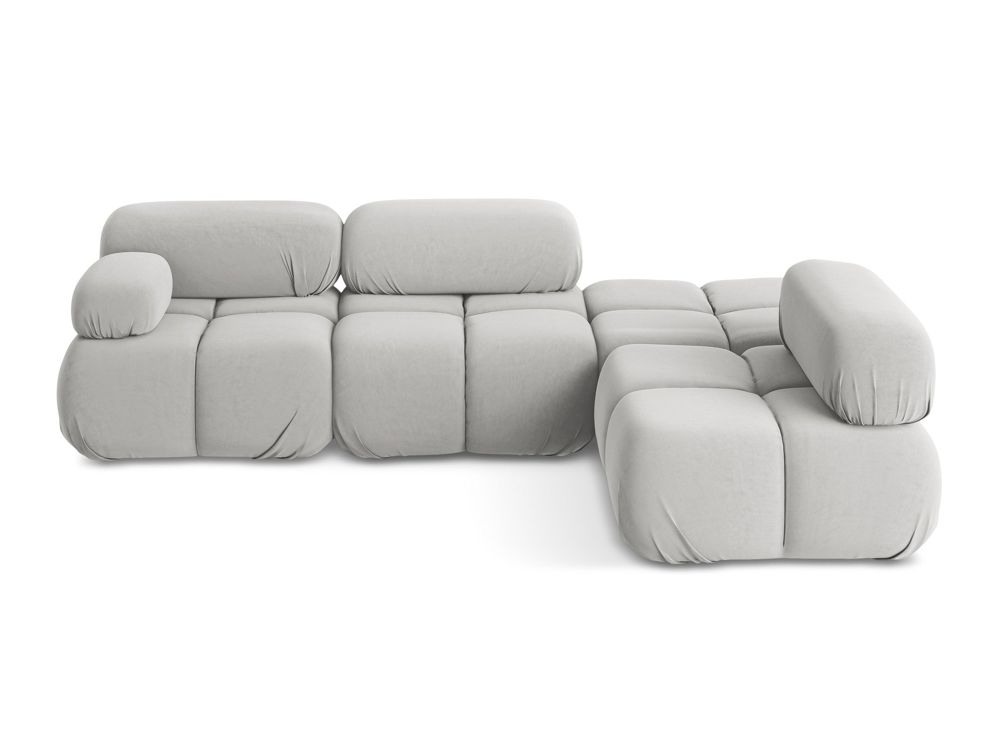 Modularer Samt-Ecksofa rechts LOKUA silber