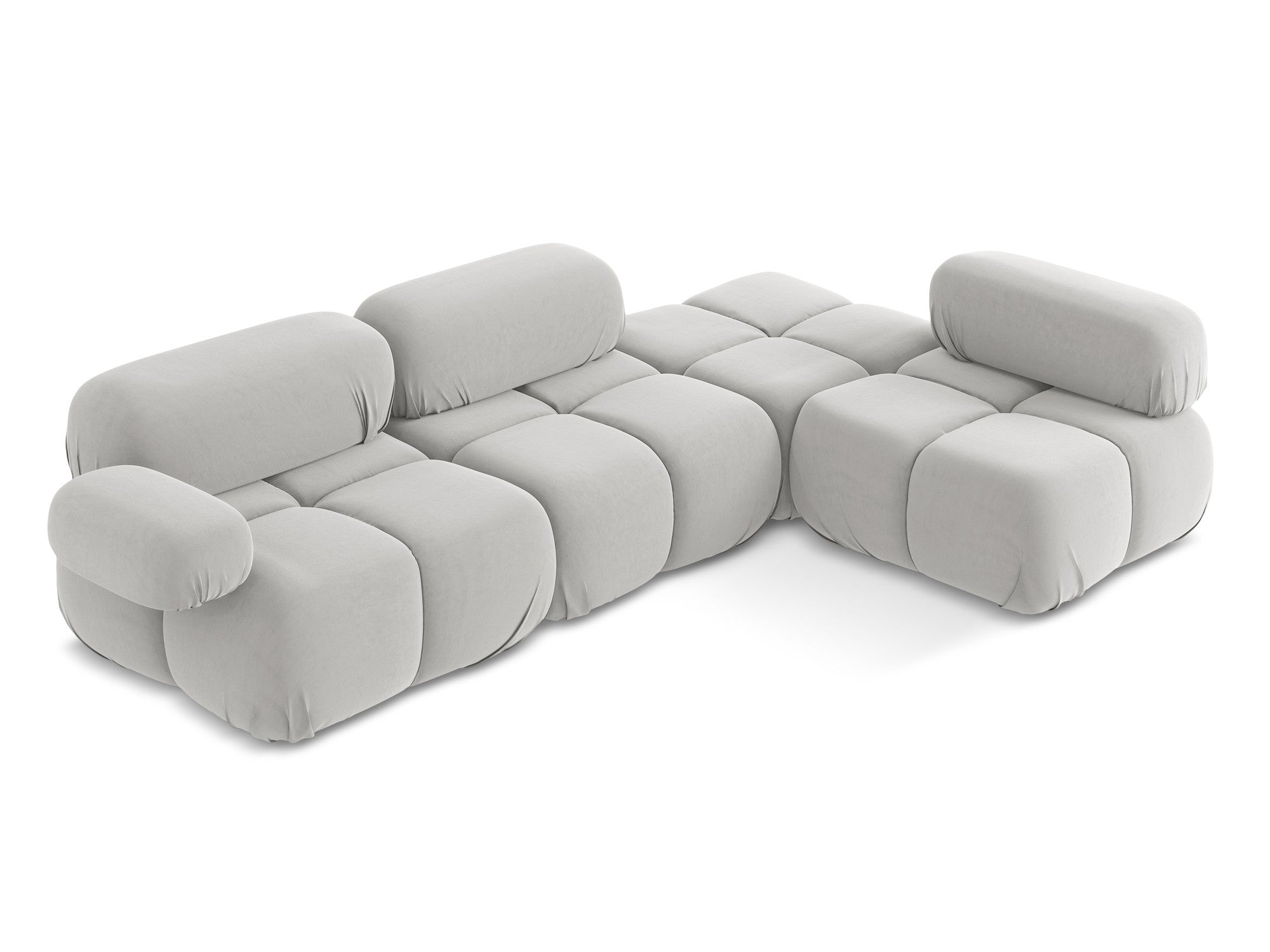 Modularer Samt-Ecksofa rechts LOKUA silber