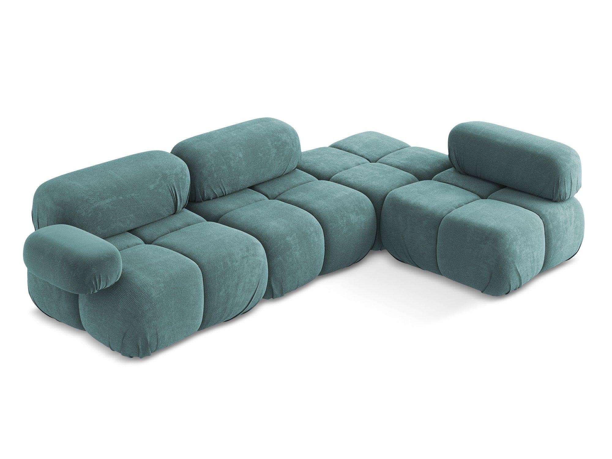 Rechtsseitige modulare Eckcouch LOKUA in jeansblauem Chenille