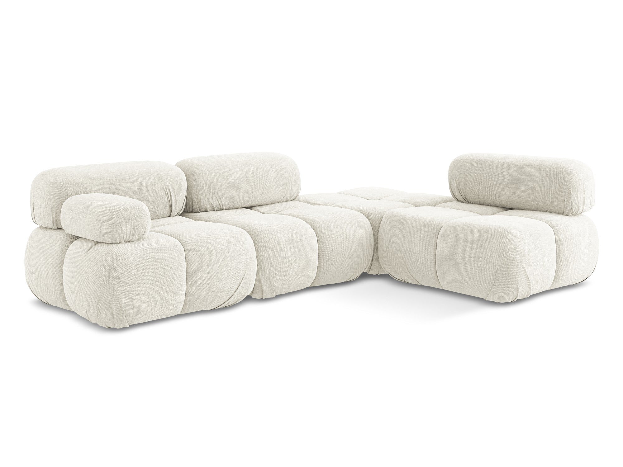 Right-facing modular corner sofa LOKUA white chenille