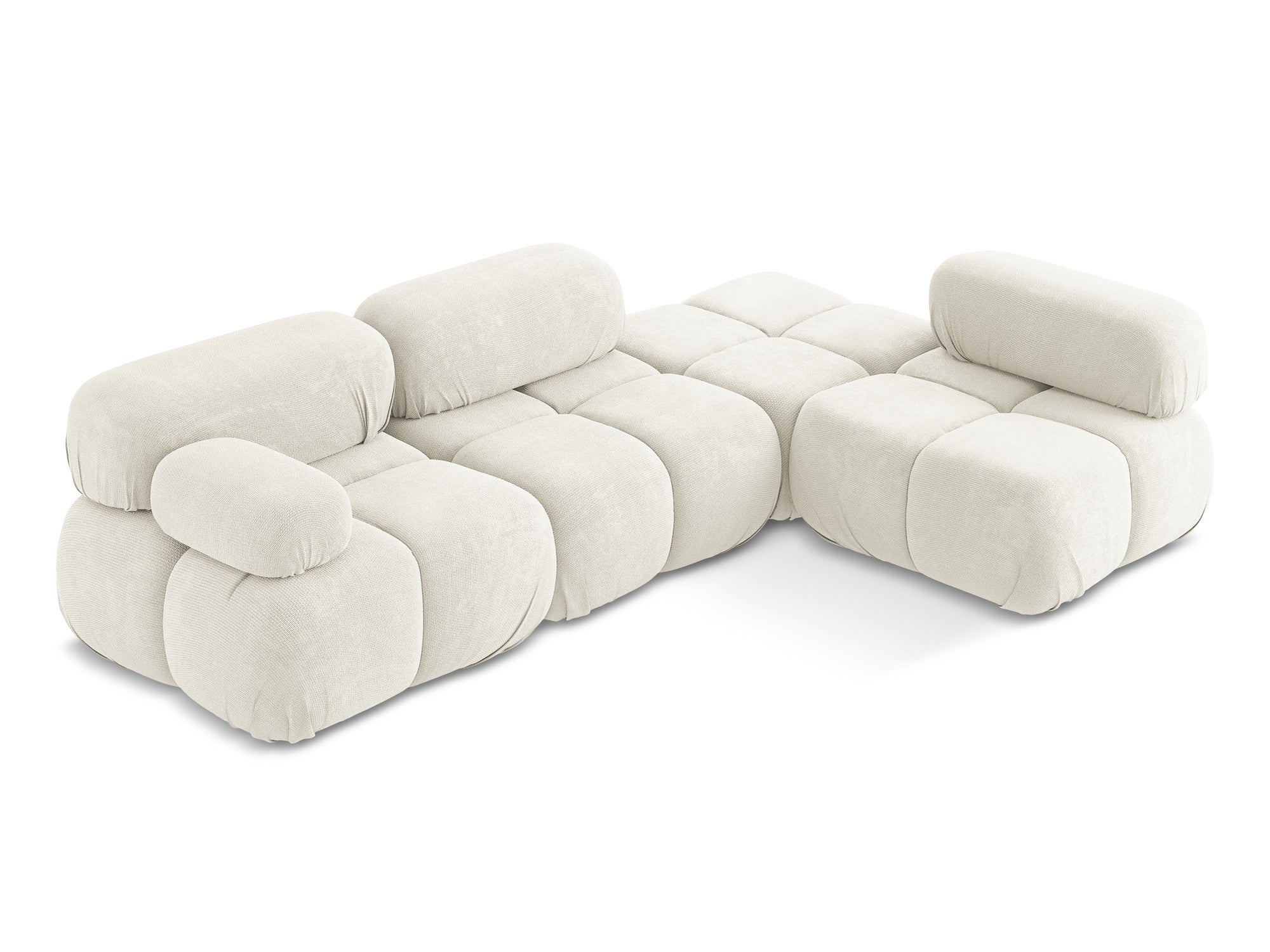 Right-facing modular corner sofa LOKUA white chenille