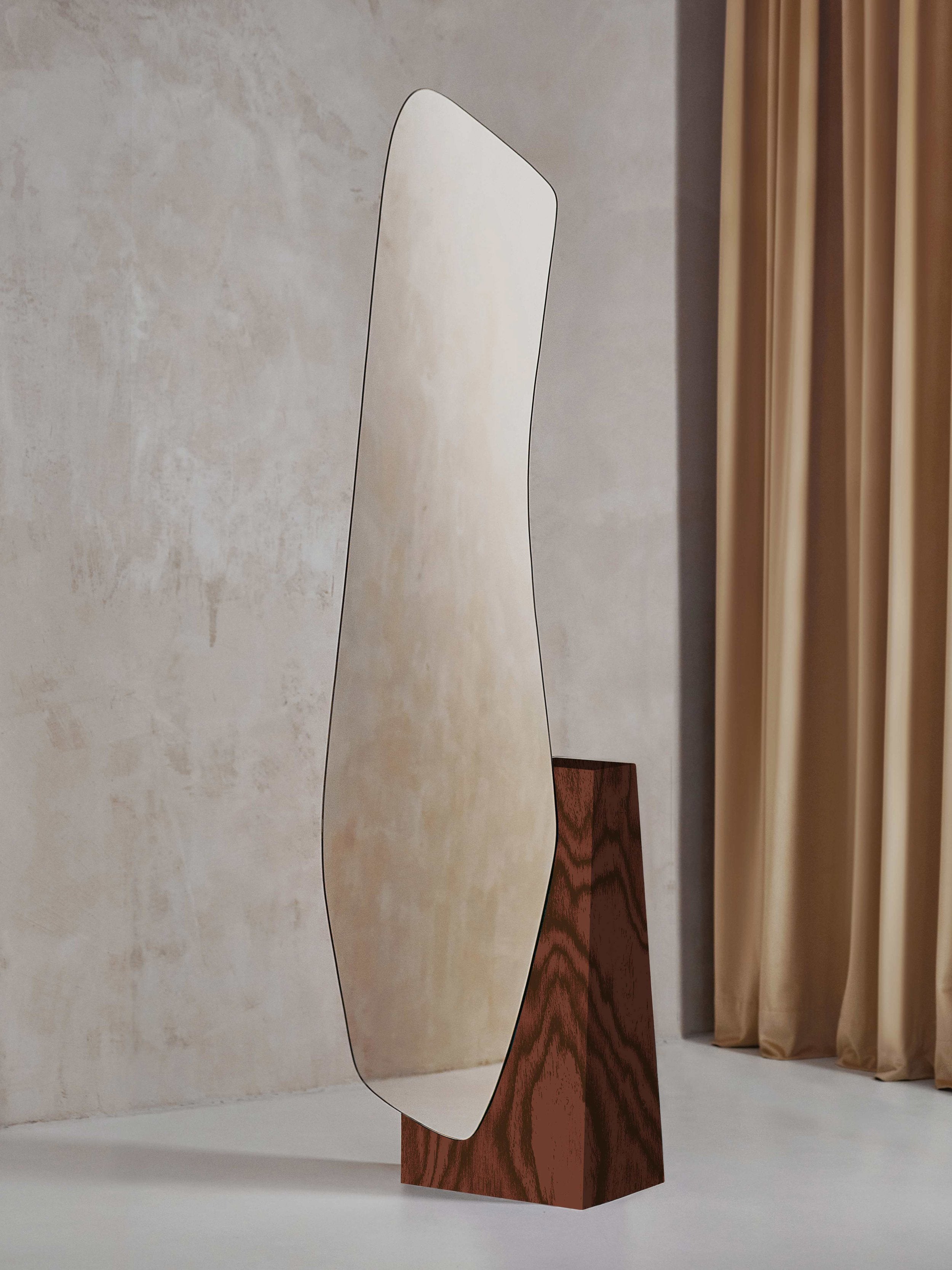 LAKE 5 ALPI yellow-orange wooden veneer floor mirror