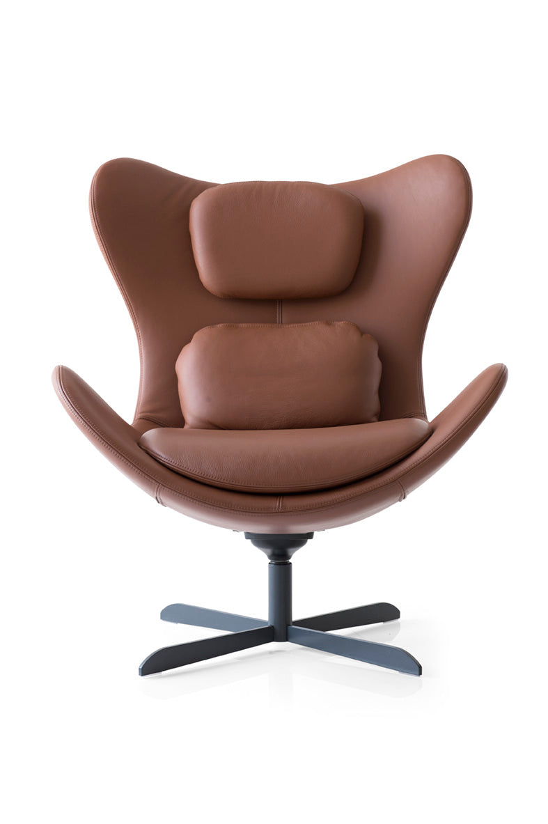 Drehstuhl LAZY gepolstert mit schwarzem Metallgestell